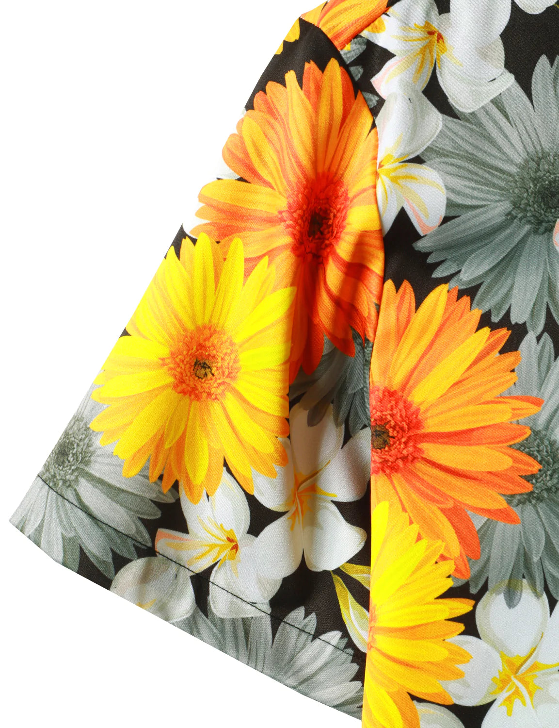 Men's Daisy Flowers Yellow Striped Print Floral Pocket Vacation Casual Short Sleeve Summer Shirt