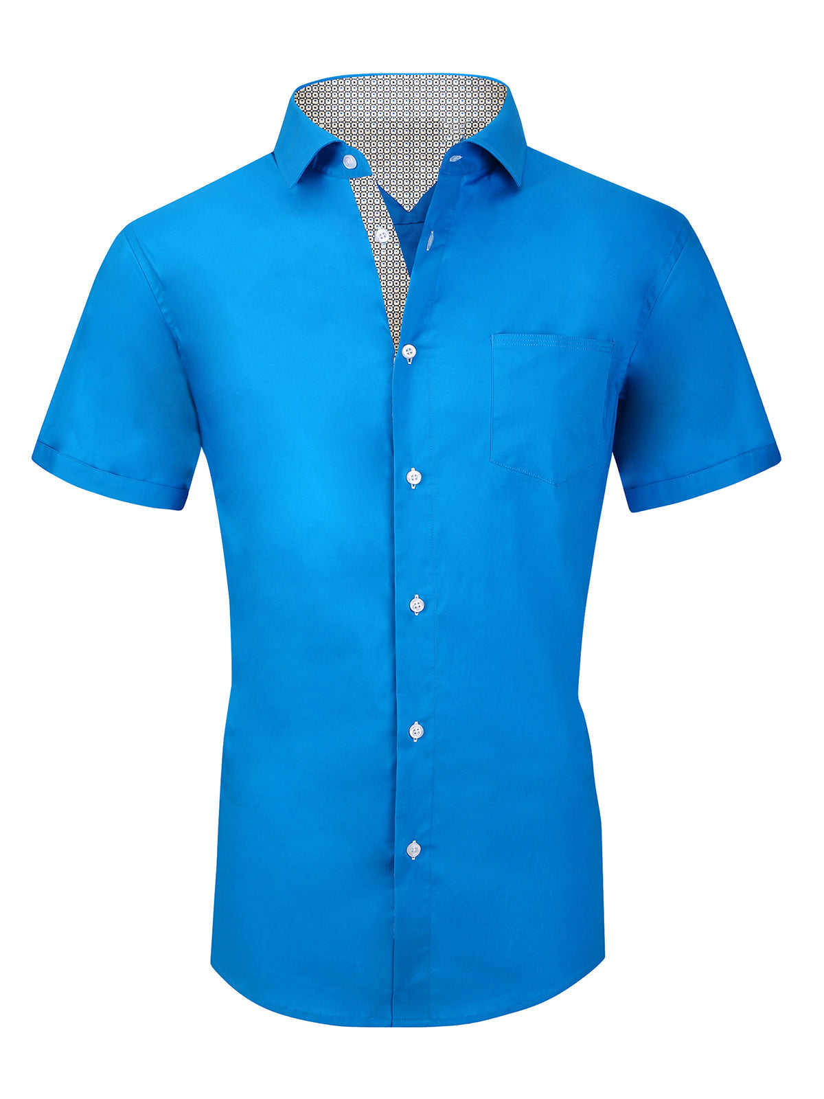 Men's Casual Breathable Cotton Button Dress Short Sleeve Shirt