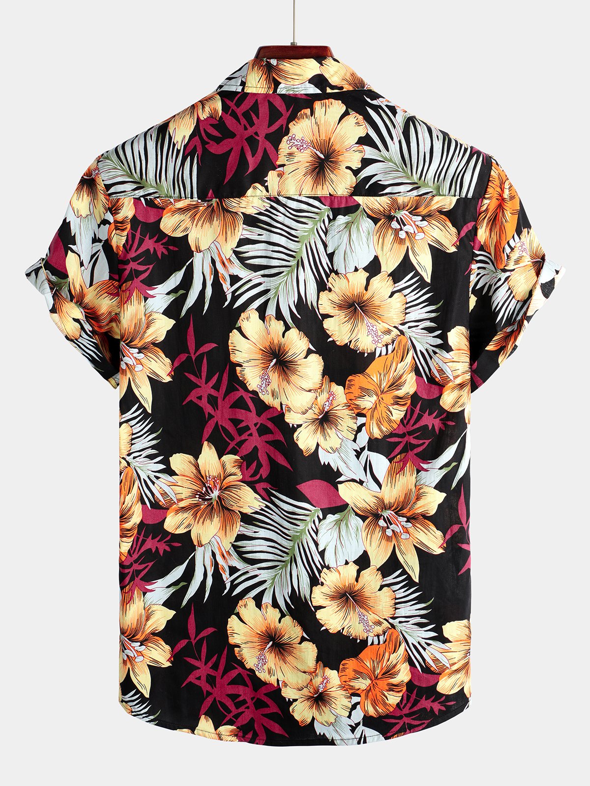 Men's Flower Print Tropical Hawaiian Short Sleeve Shirt