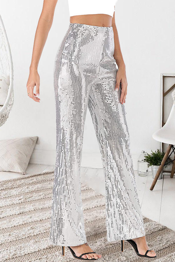 Sequin Flare Leg Pants