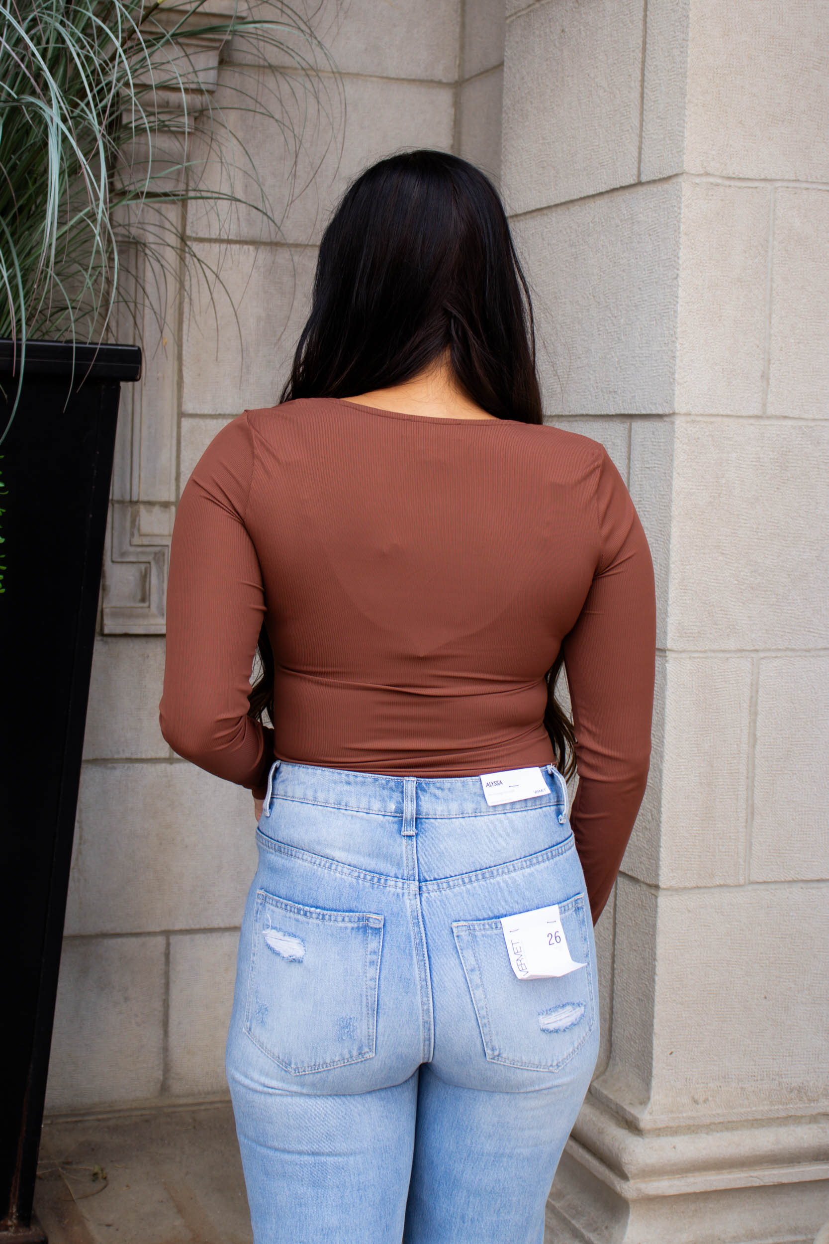 Brianna Square Neck Bodysuit | Brown
