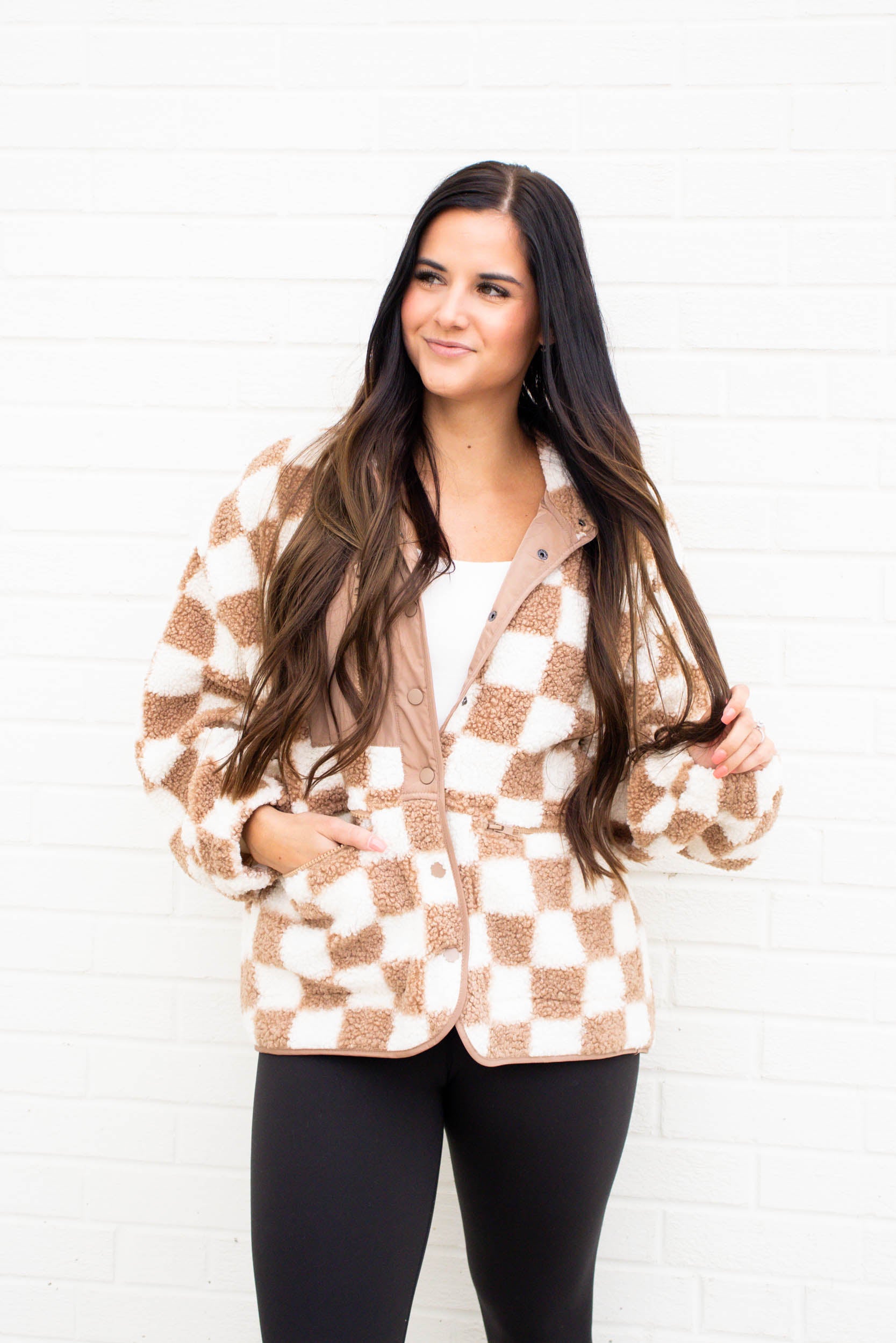 Novi Checkered Fleece Jacket | Taupe