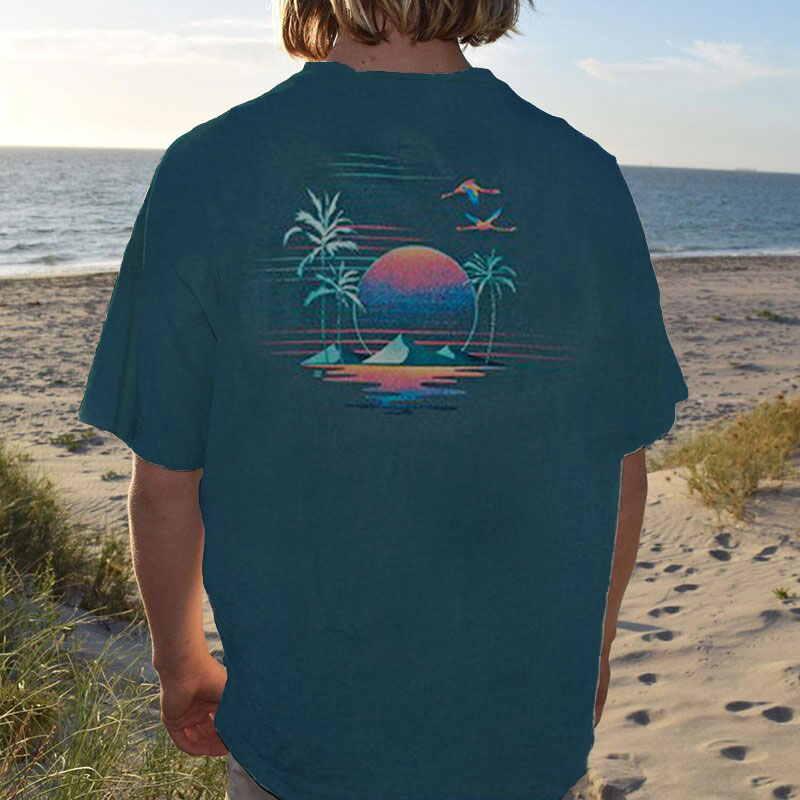 Beach Coconut Tree Landscape Print T-shirt