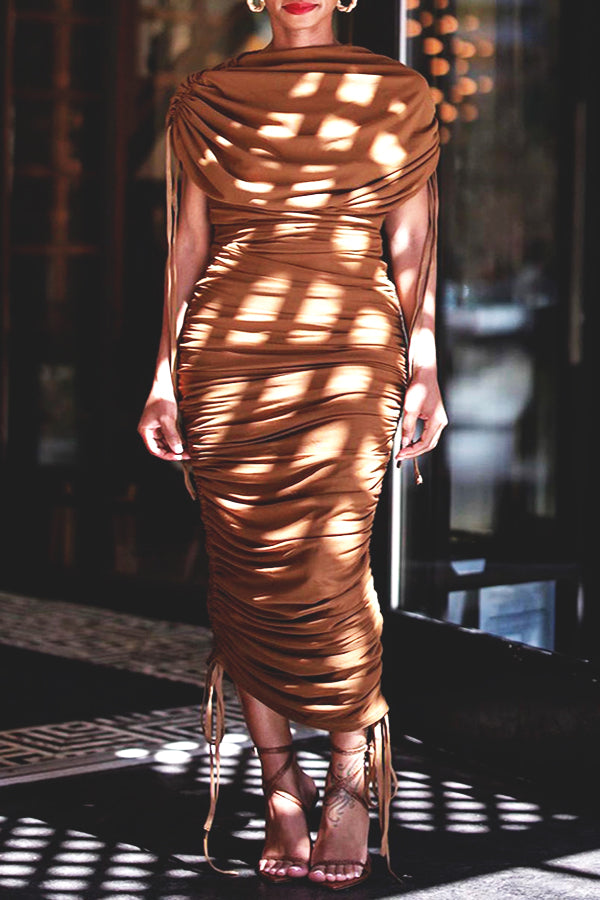 Drawstring Ruched Bodycon Dress