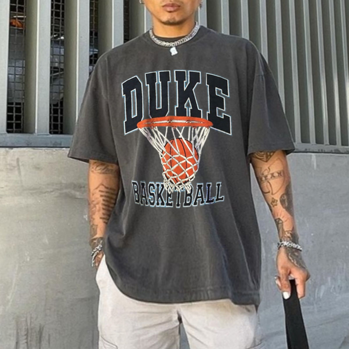 Men's Oversized Vintage NBA Print T-Shirt