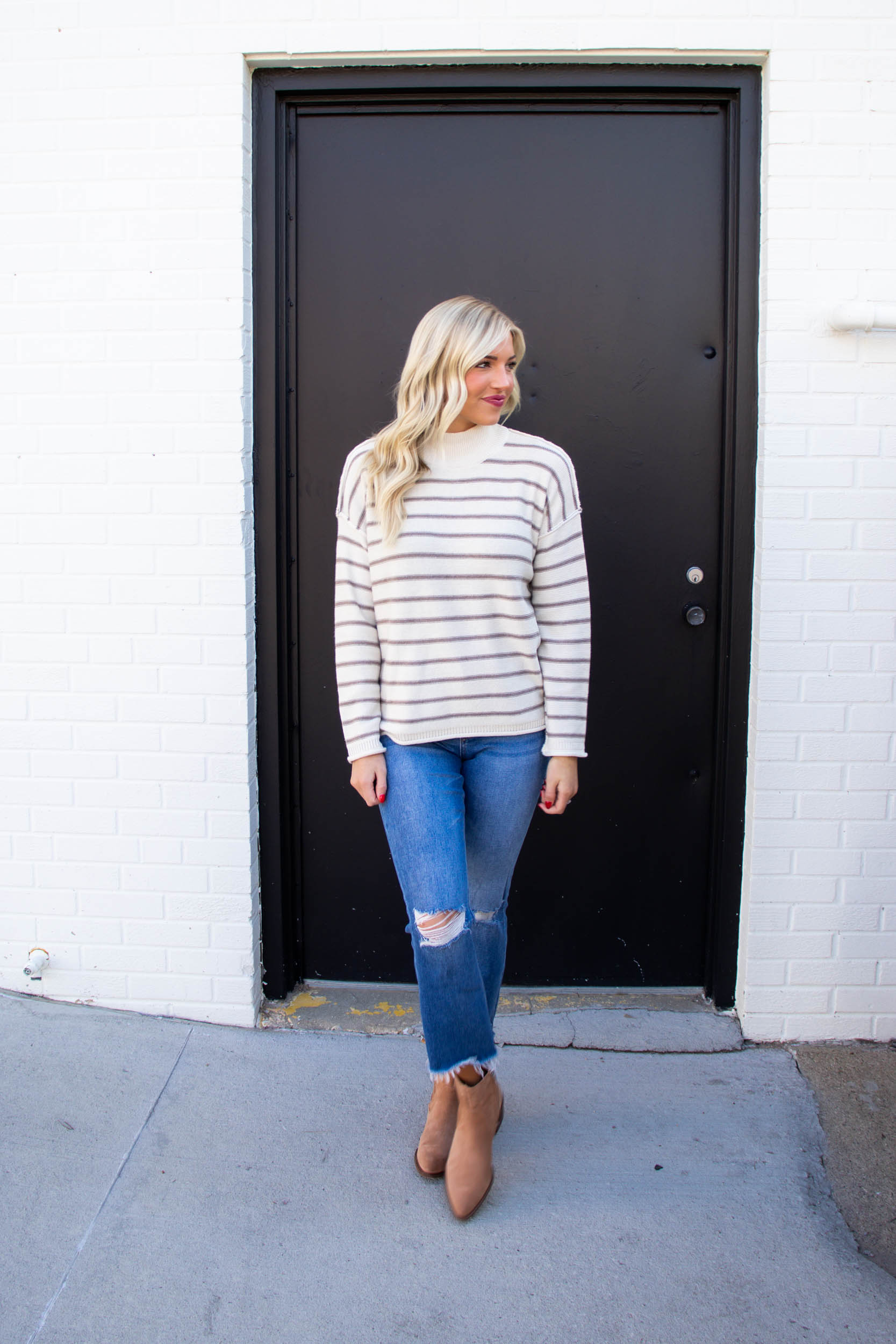 Hannah Striped Sweater | Mocha
