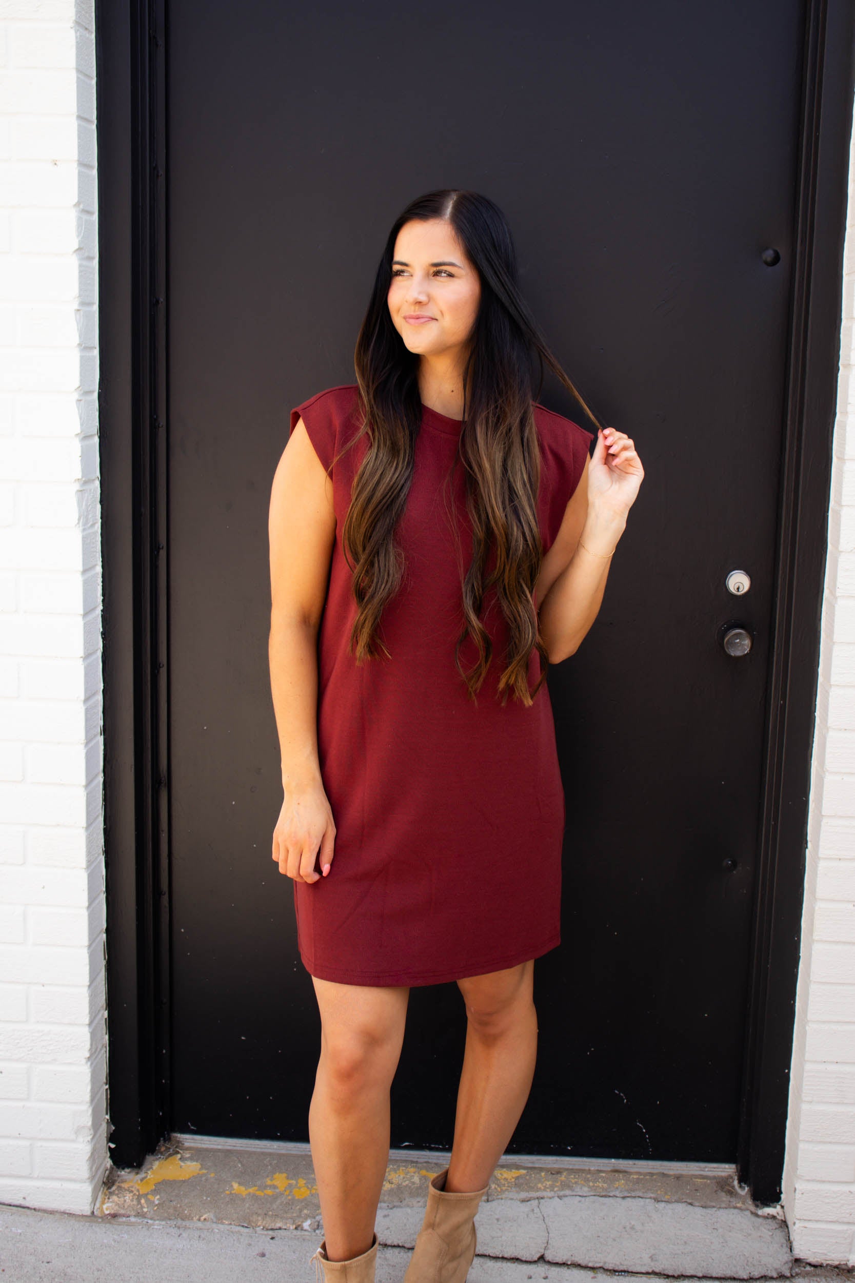 Laura Sleeveless Knit Dress | Wine