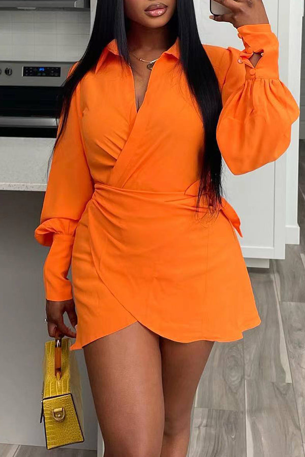 Stylish Tulip Hem Knotted Wrap Dress