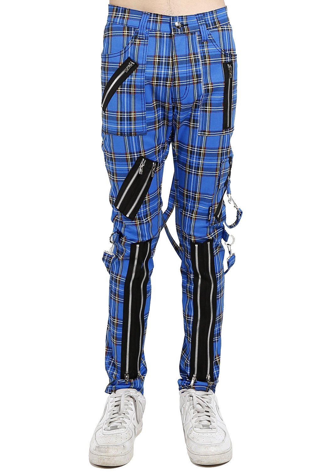 Punk Bondage Pants Blue Plaid