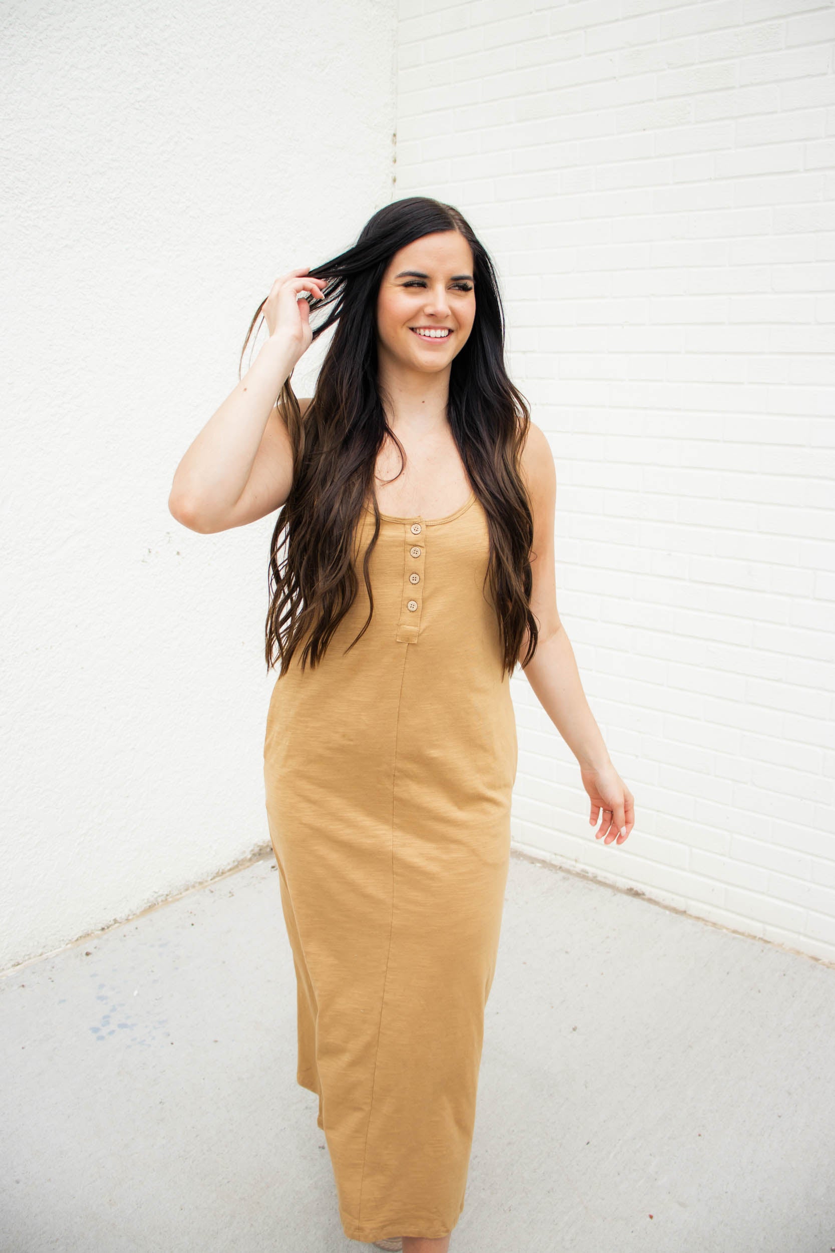 Cora Midi Button Up Dress | Camel