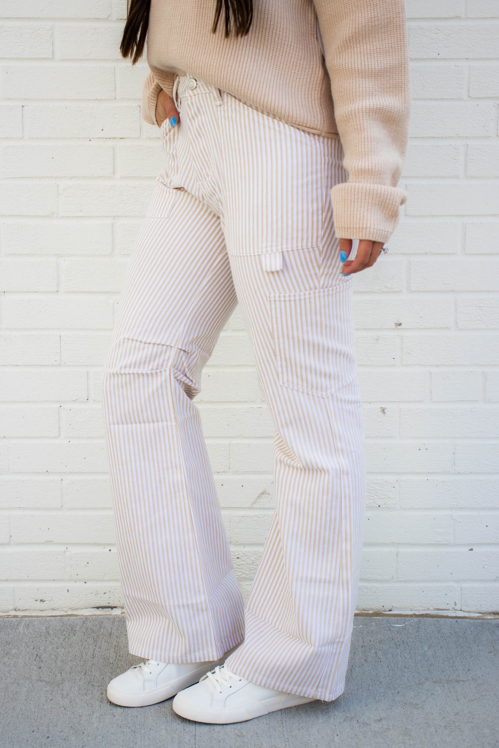 Carson Striped Cargo Pants | Beige
