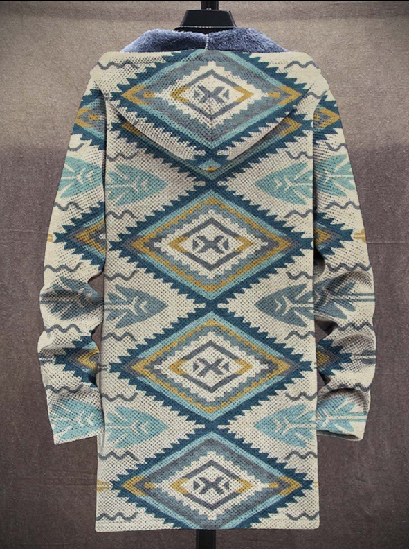 Men's Art Colors Long-Sleeved Fleece Sweater Coat Cardigan