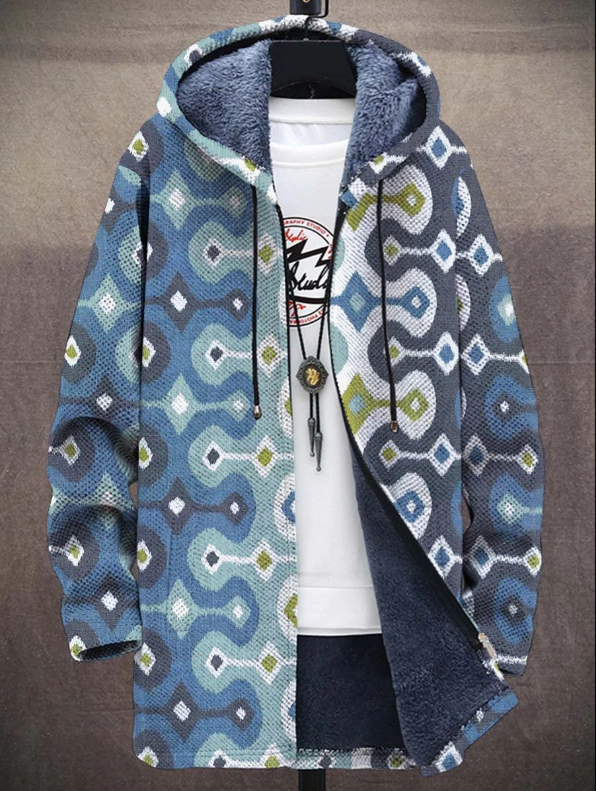 Men's Art Colorful Long-Sleeved Fleece Sweater Coat Cardigan