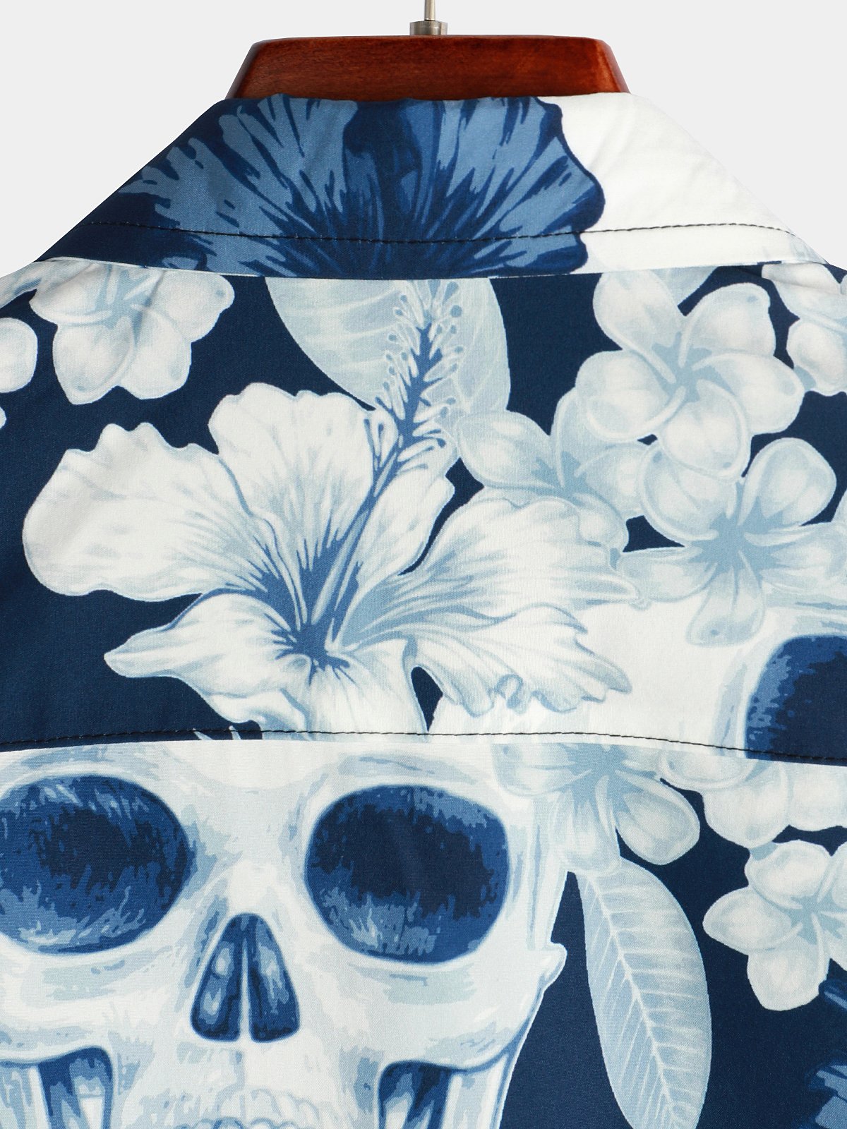 Men's Skull Rose Print Short Sleeve Hawaiian Shirt
