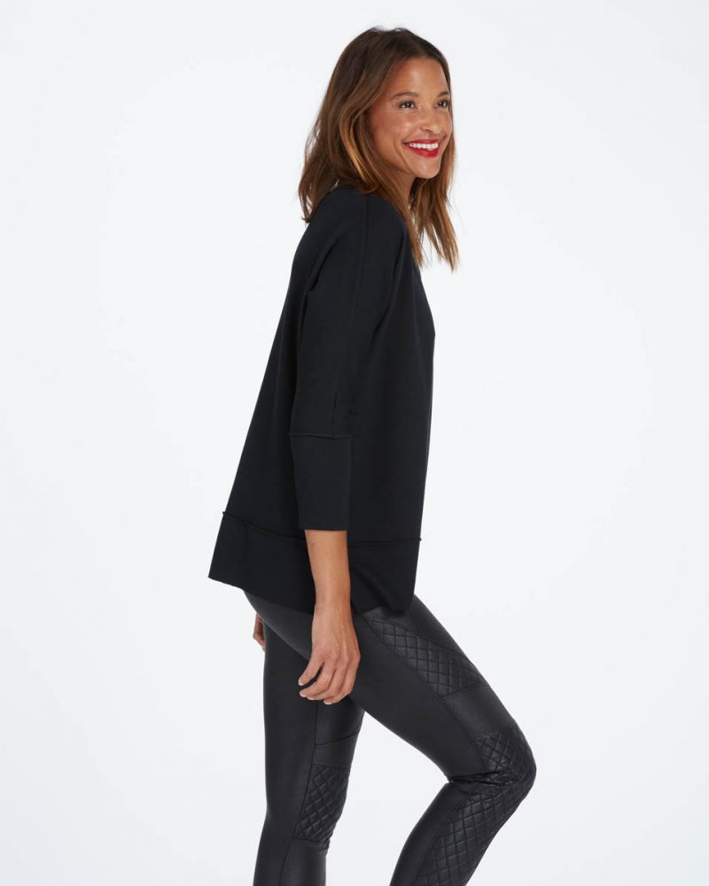 Perfect Length Top. Dolman 3/4 Sleeve Black