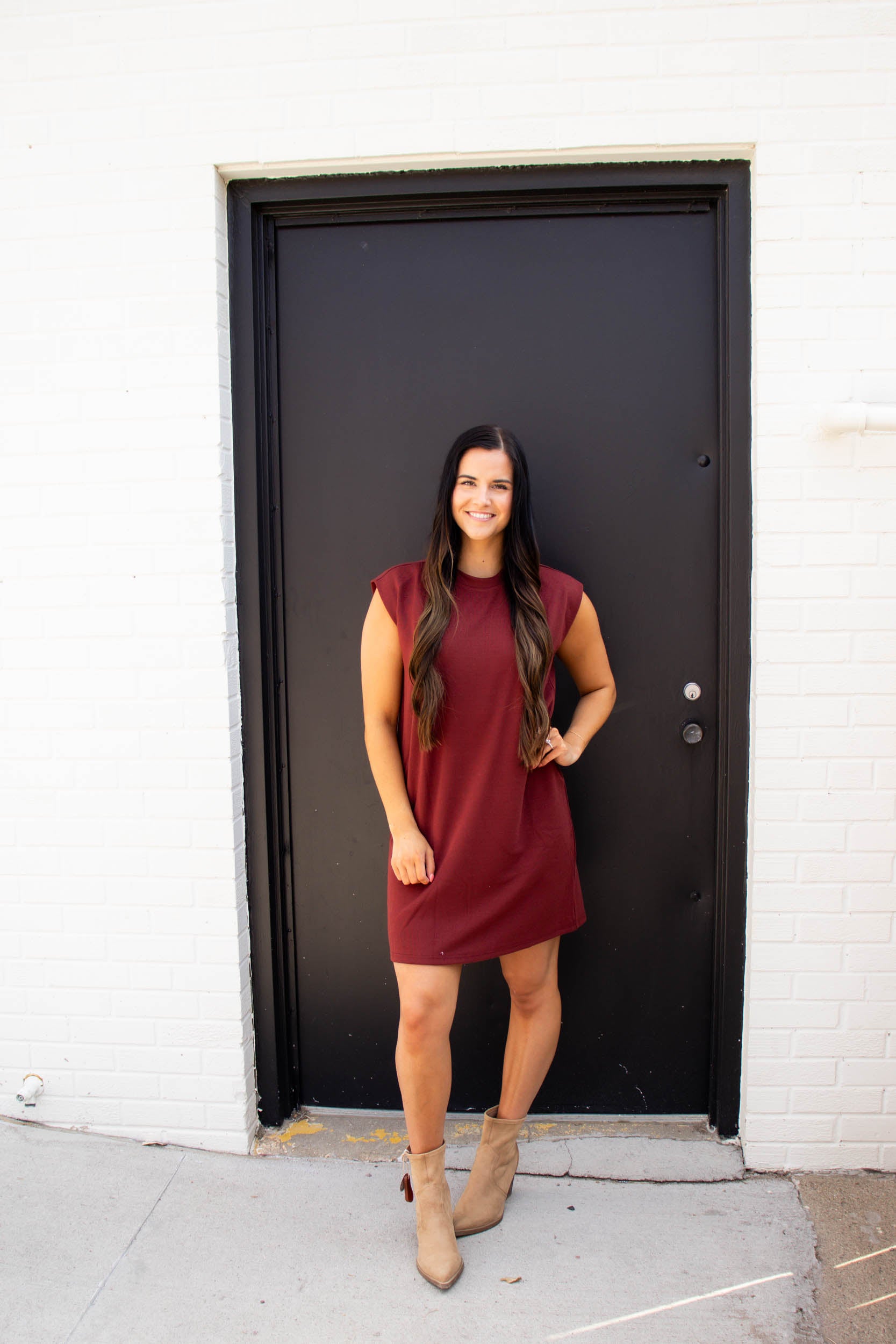 Laura Sleeveless Knit Dress | Wine