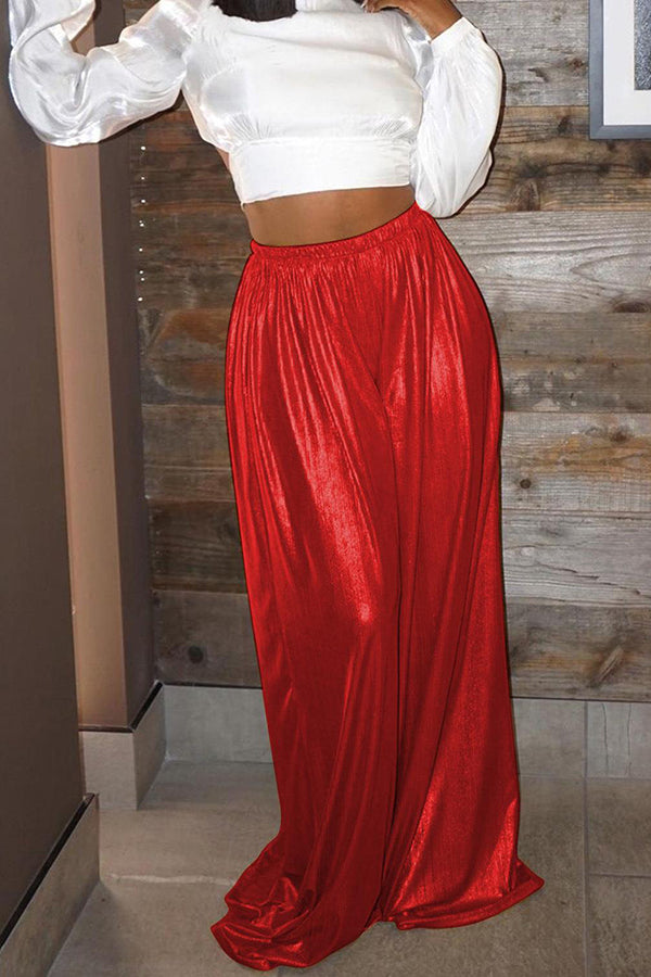 High-waist Glitter Wide Leg Pants