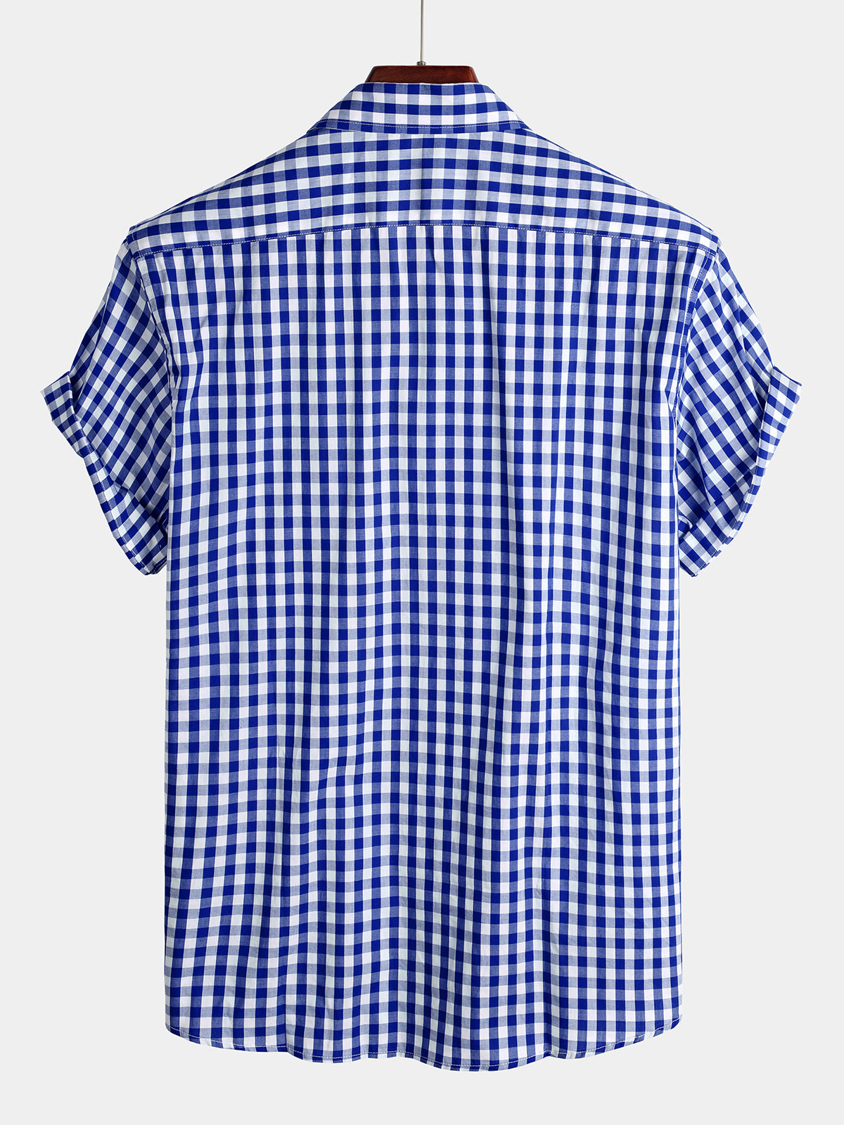 Men's Casual Solid Color Plaid Cotton Pocket Shirt
