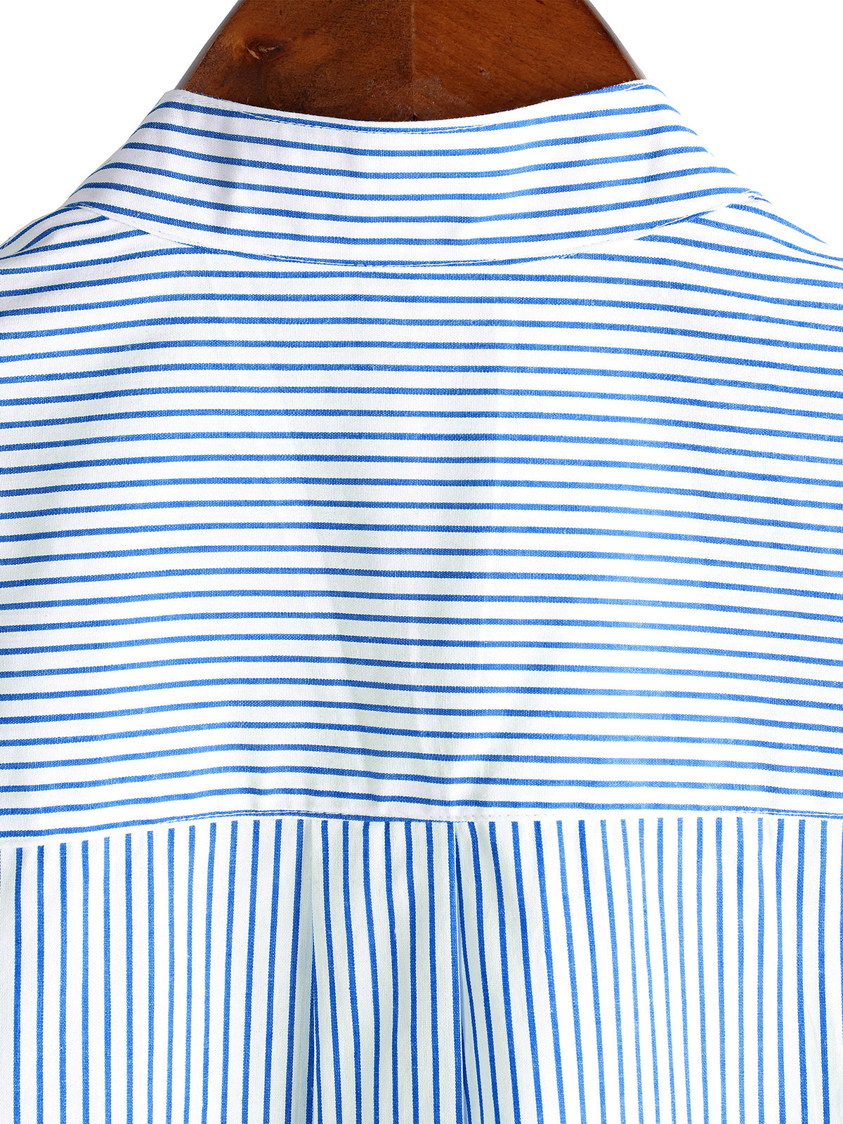 Men's Cotton Striped Stand Collar Short Sleeve Shirt
