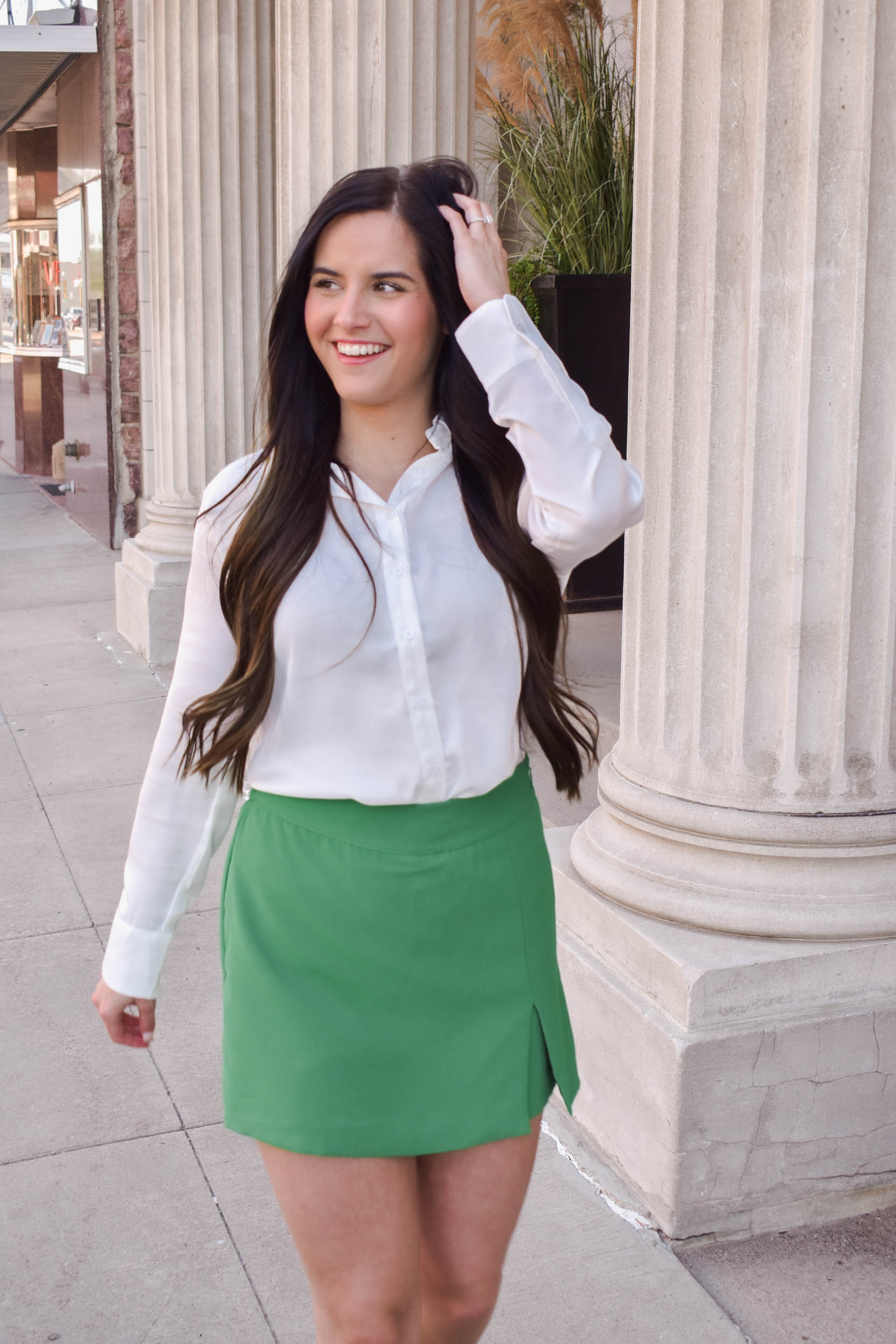 Phoebe Satin Button Down | Ivory
