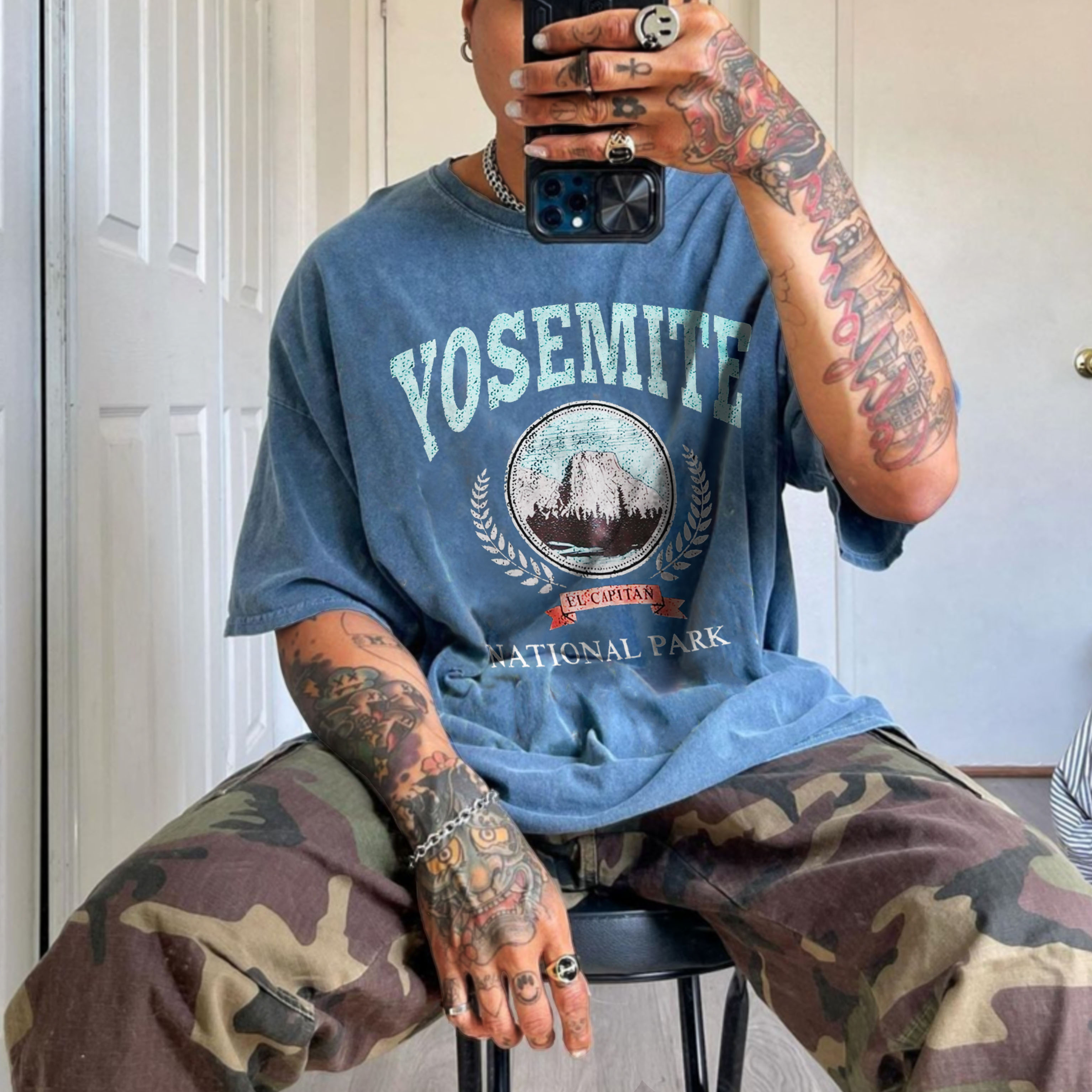 Men's Vintage Alphabet Print T-Shirt