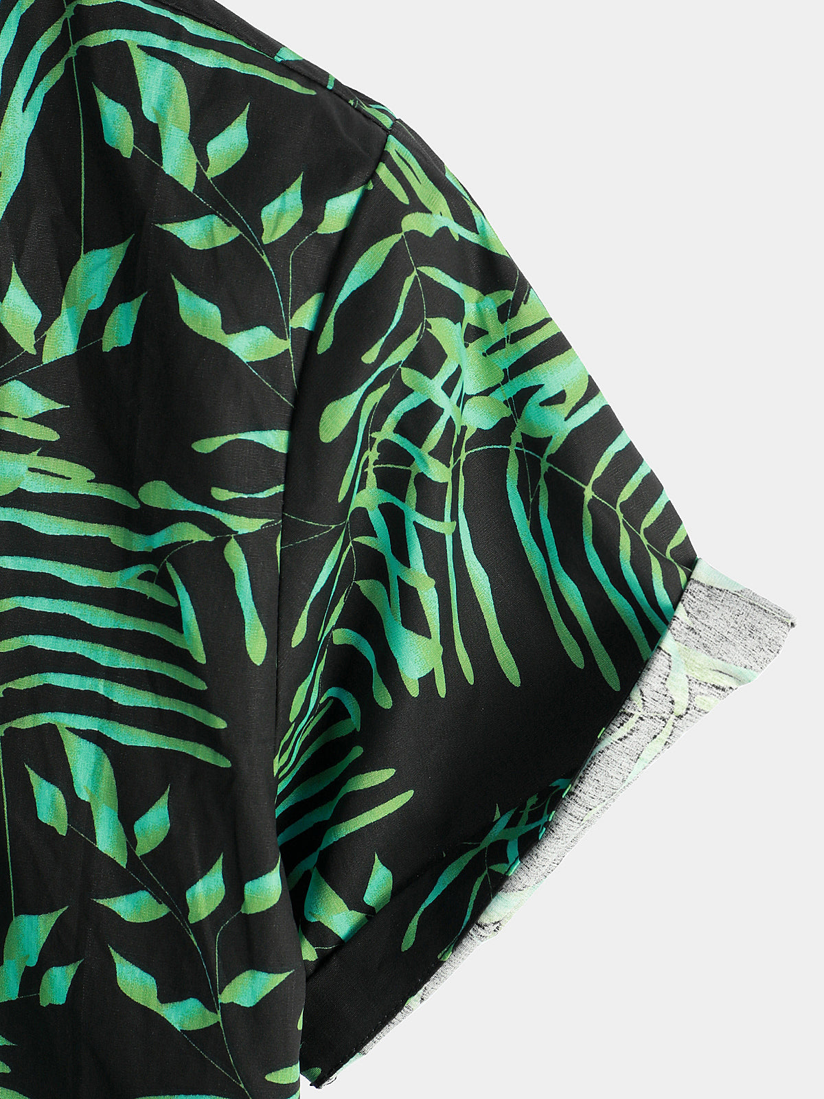 Men's Summer Tropical Green Plant Leaf Button Up Short Sleeve Hawaiian Shirt