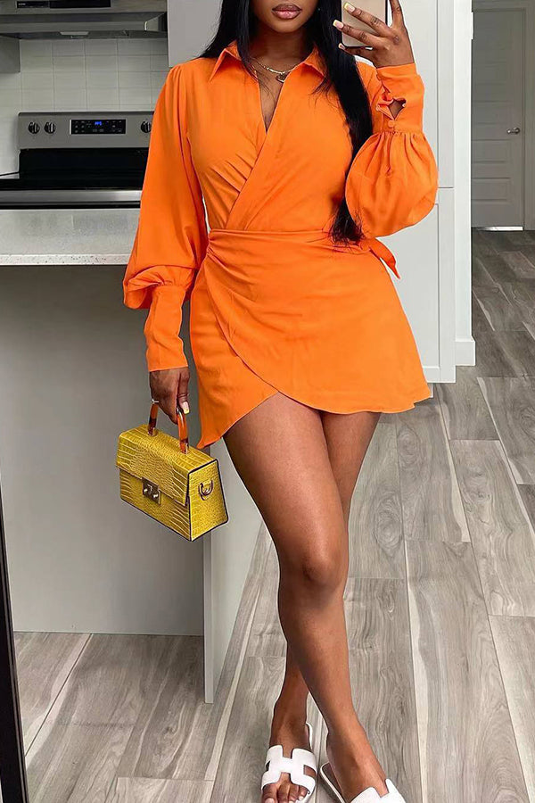 Stylish Tulip Hem Knotted Wrap Dress