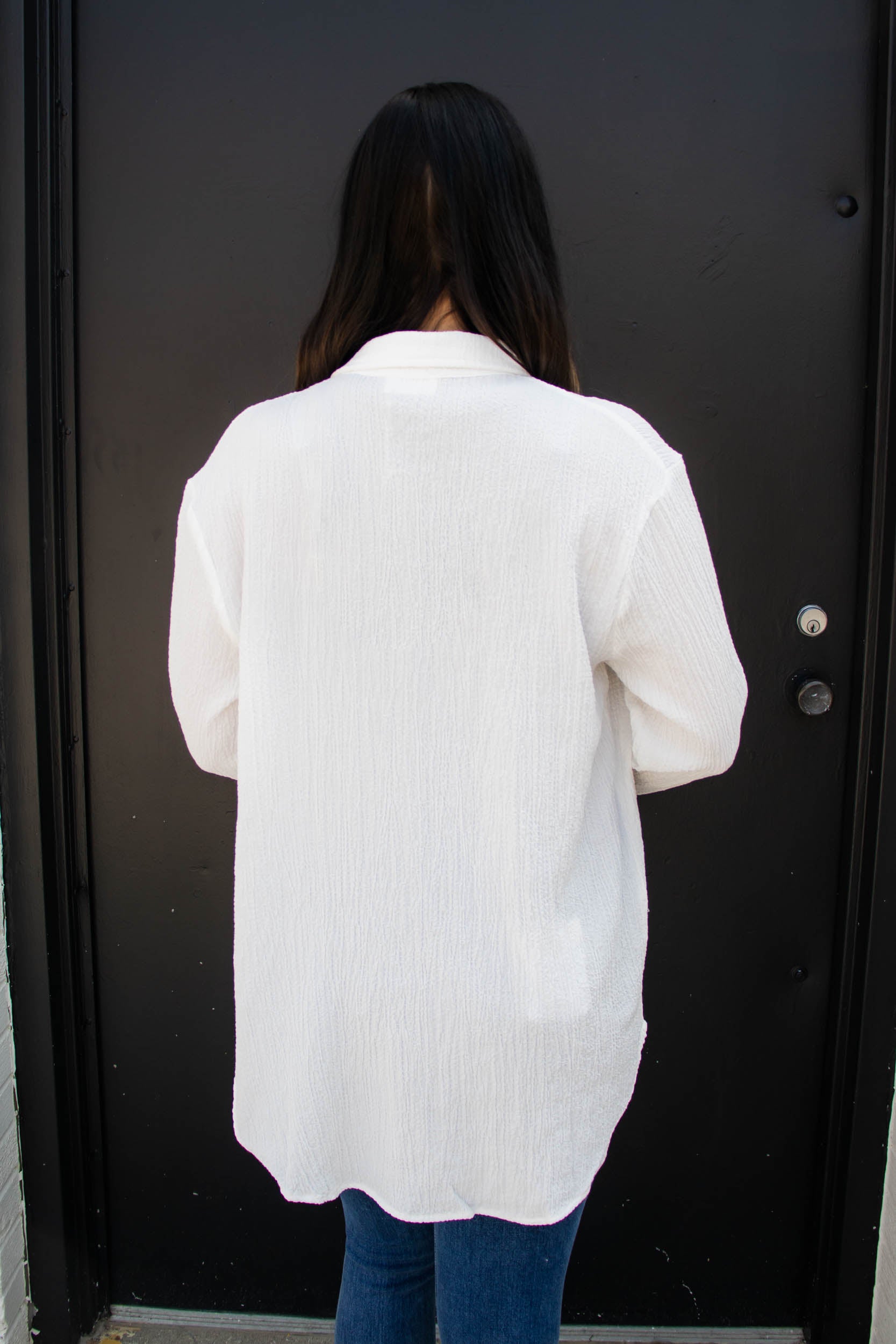Andrea Crinkle Button Up | Off White