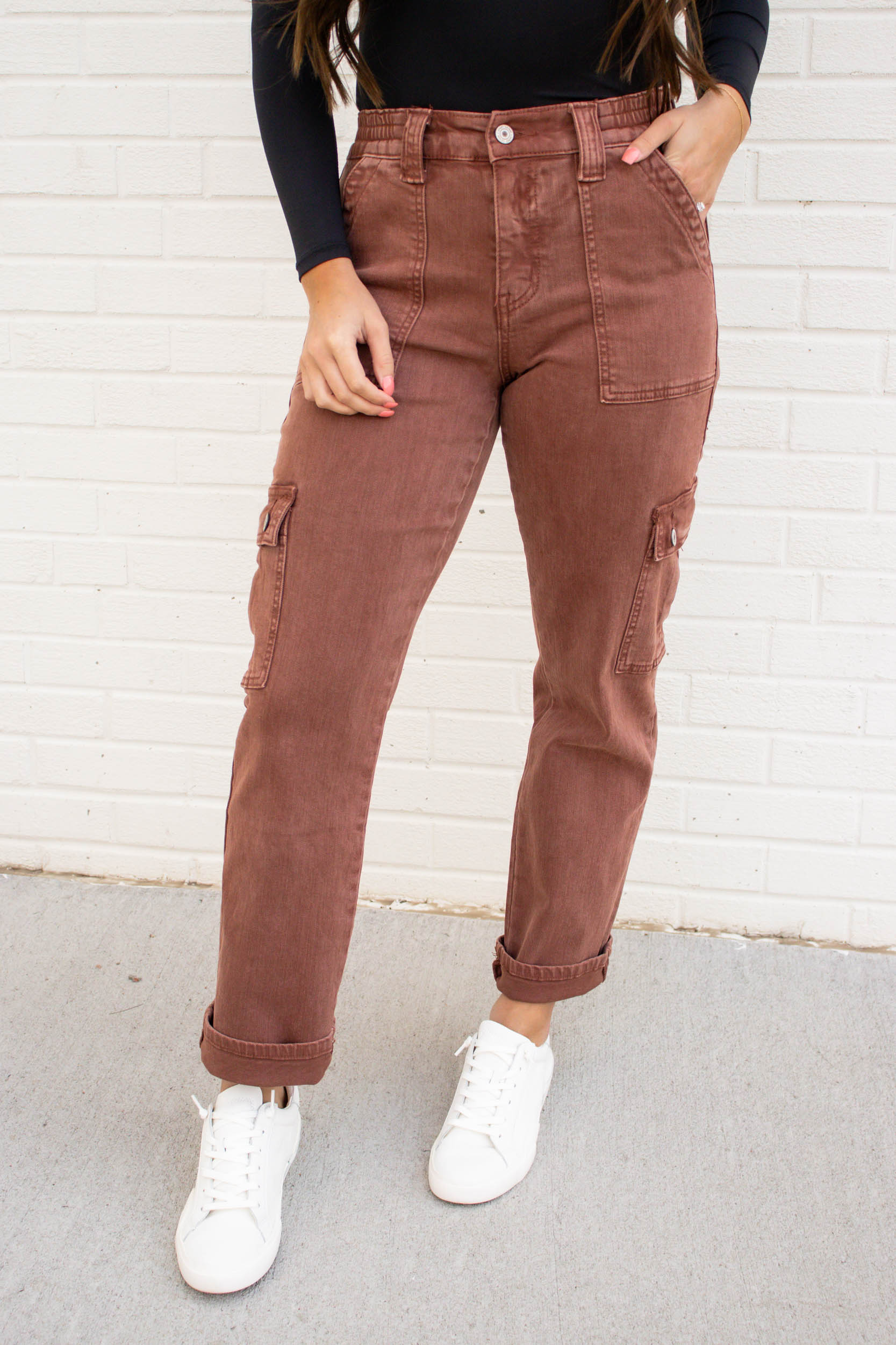 Dixie Mid Rise Straight Cargo Pant | Red Brick