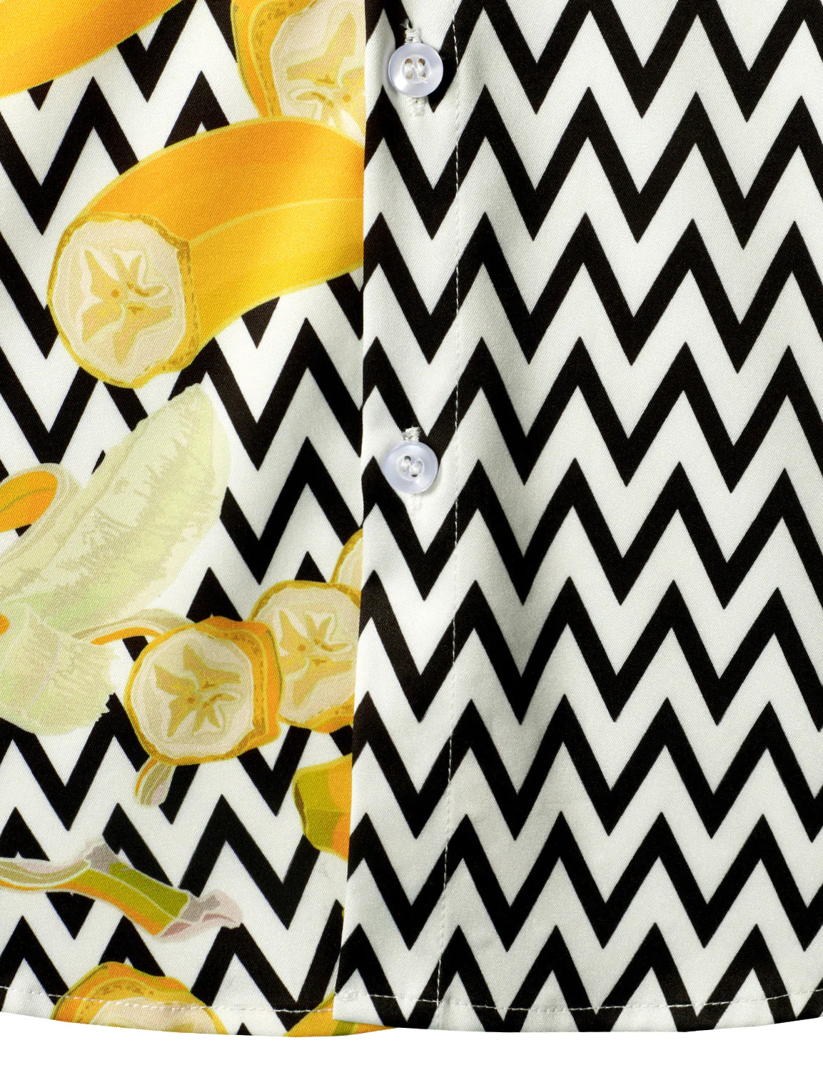 Men's Banana Pineapple Black and White Wave Print Pocket Vacation Tropical Fruit Short Sleeve Summer Vacation Beach Shirt