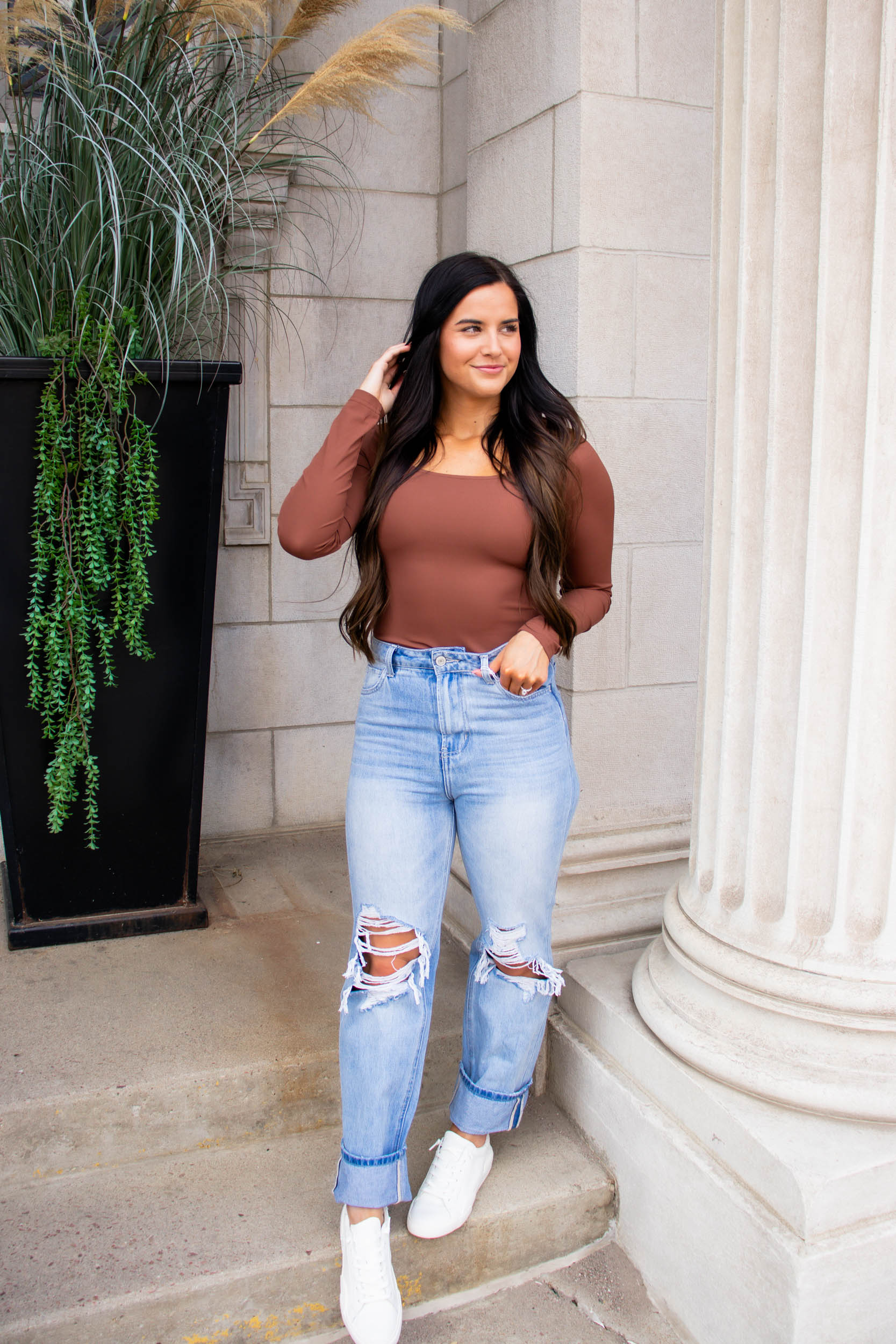 Brianna Square Neck Bodysuit | Brown