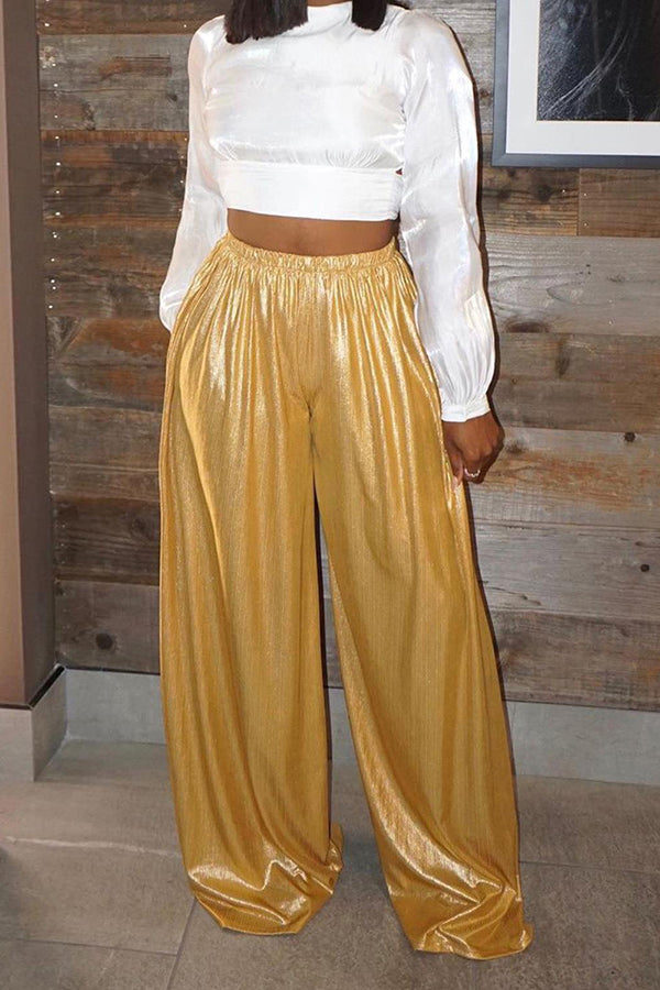 High-waist Glitter Wide Leg Pants
