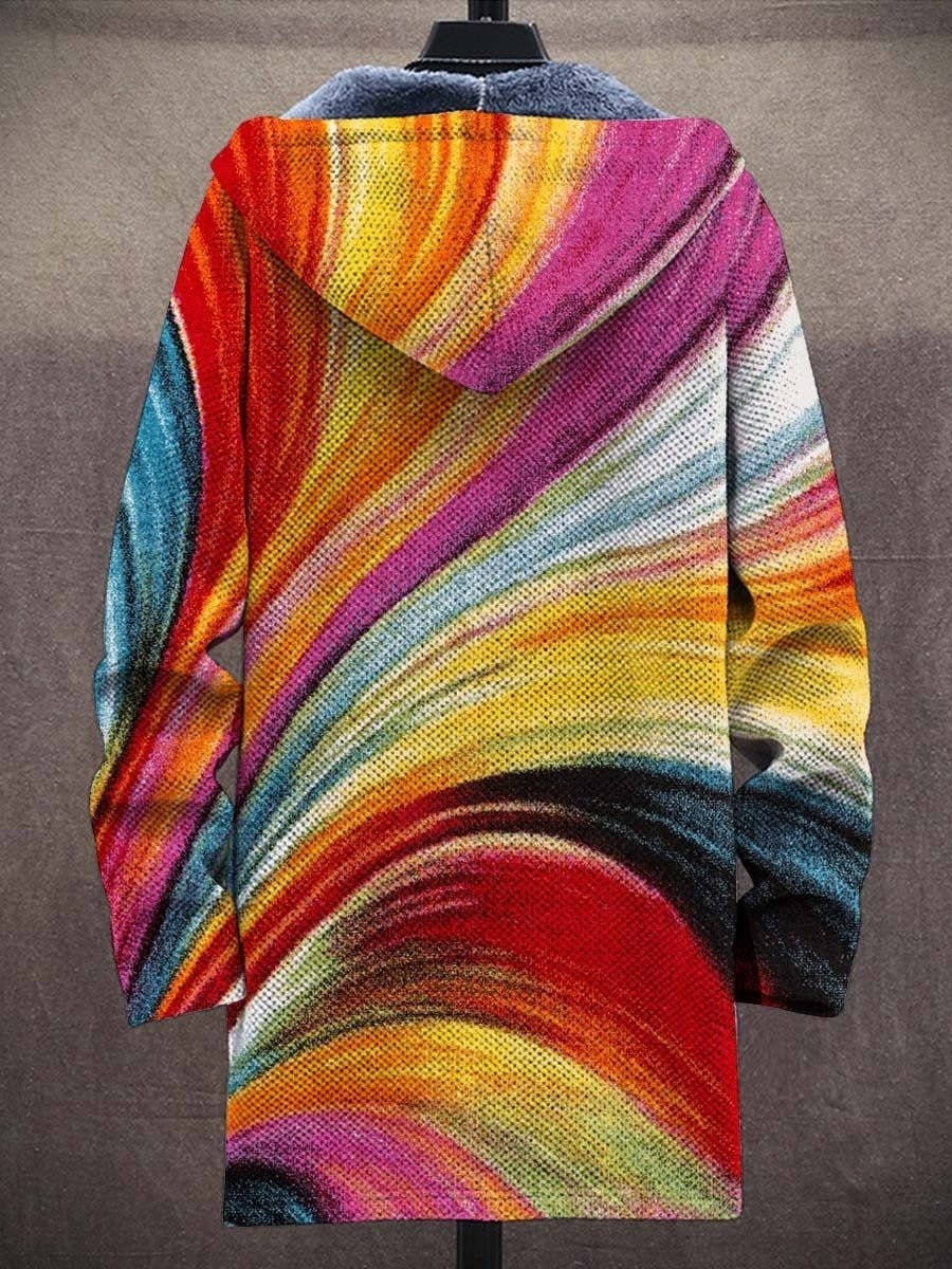 Men's Art Color Long-Sleeved Fleece Sweater Coat Cardigan