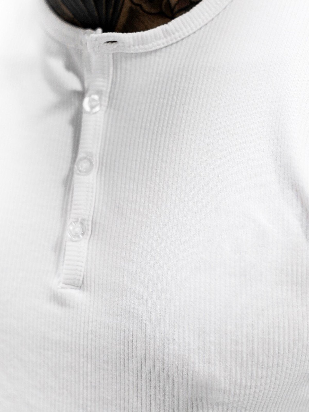 M's Rib Knit Curved Hem Long Sleeve Henley Shirt