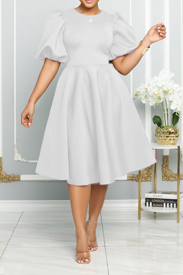 Bubble Sleeve A-line Swing Dress