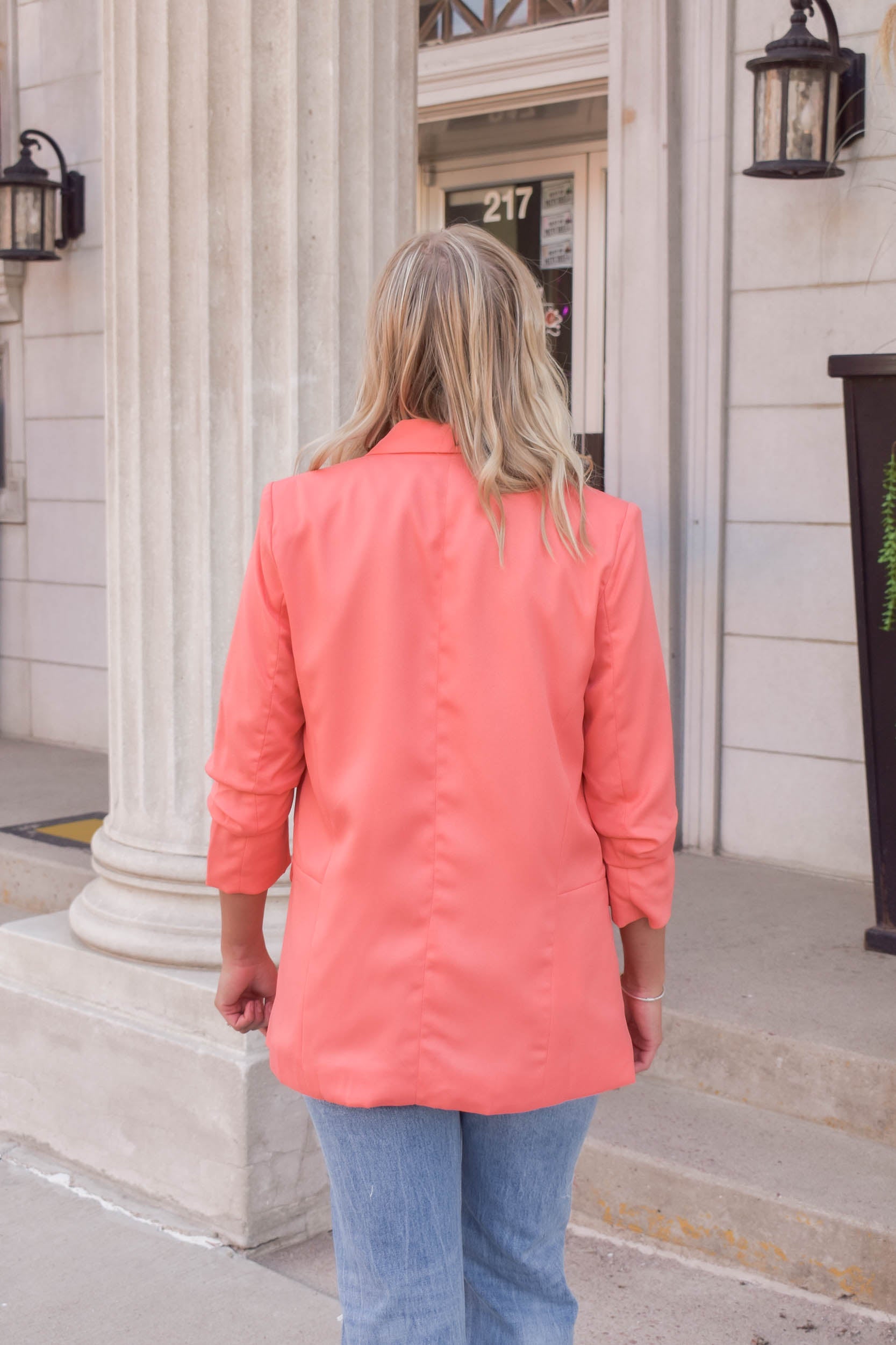 Ellen Collared Blazer | Light Coral