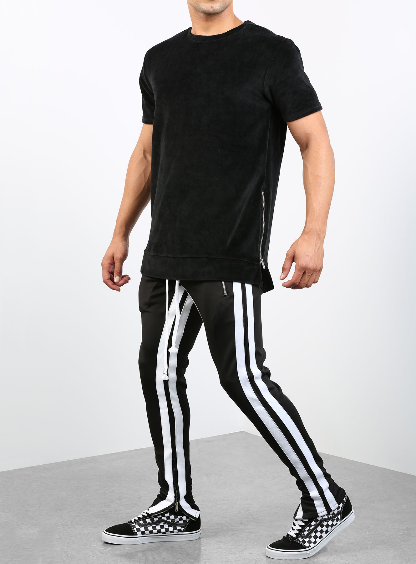 Double Striped Track Pants V2 in Black and White