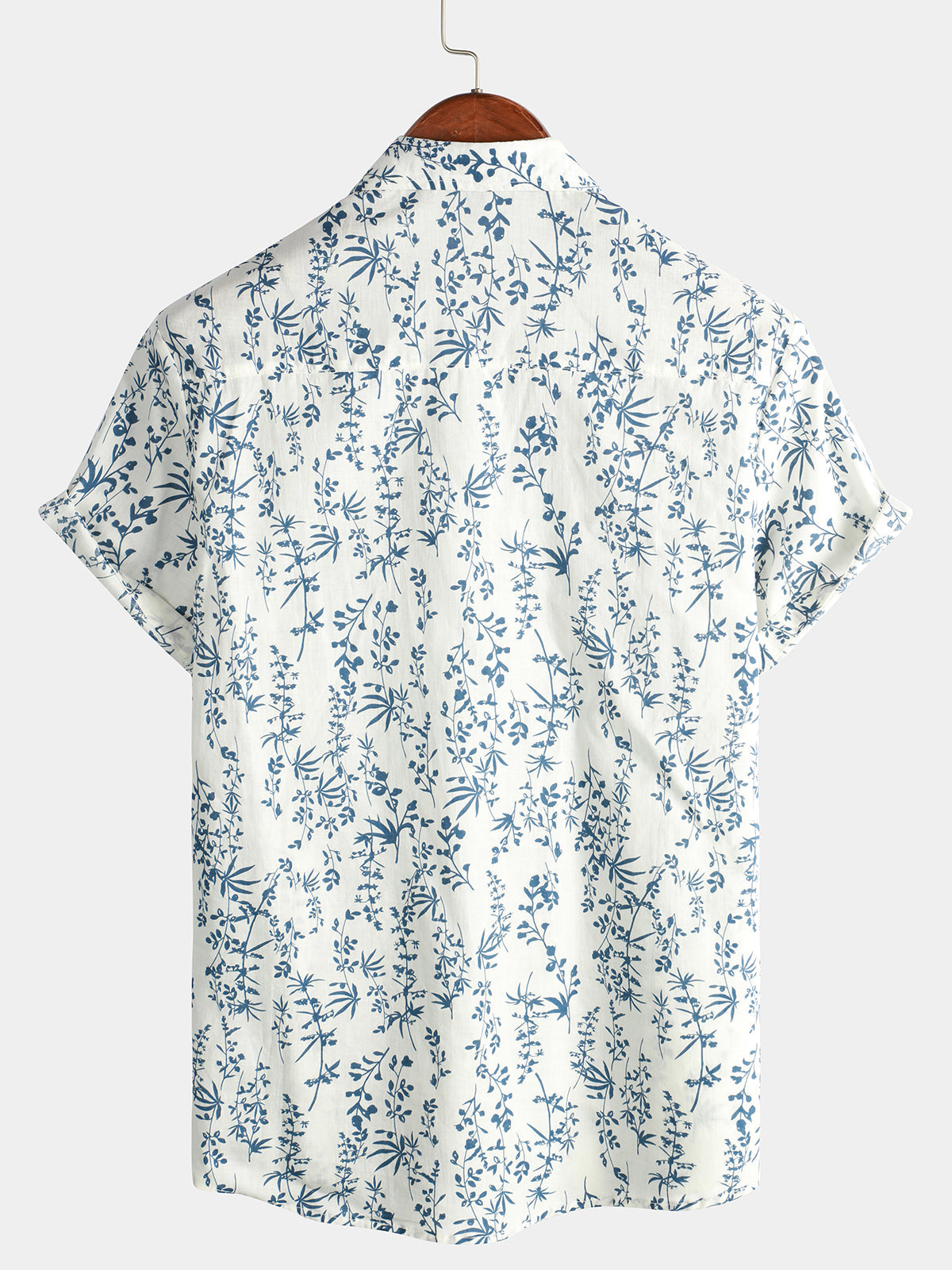 Men's Cotton Floral Button Up Summer Short Sleeve Shirt