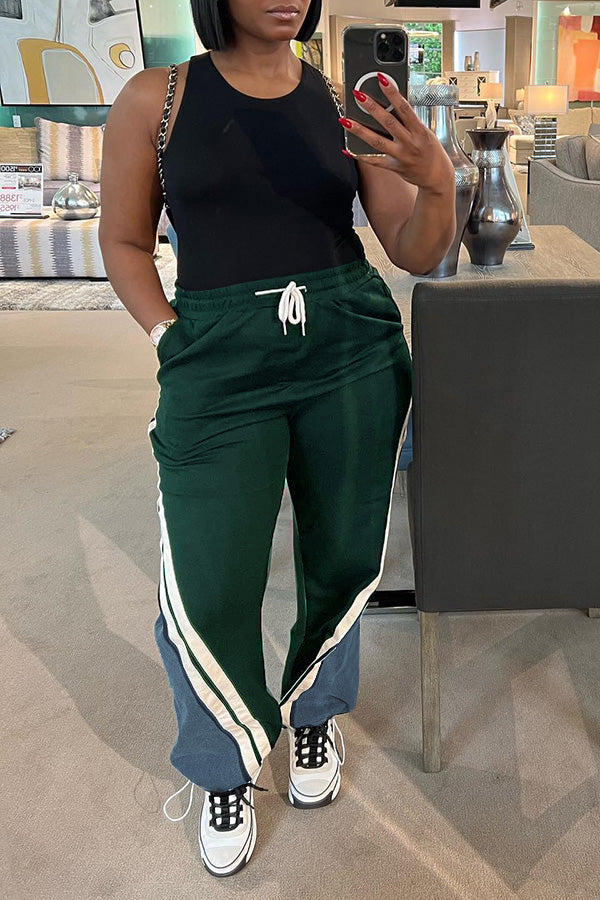 Oversized Drawstring Waist Contras Mesh