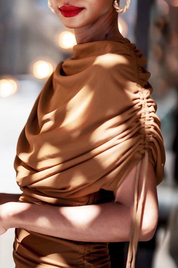 Drawstring Ruched Bodycon Dress