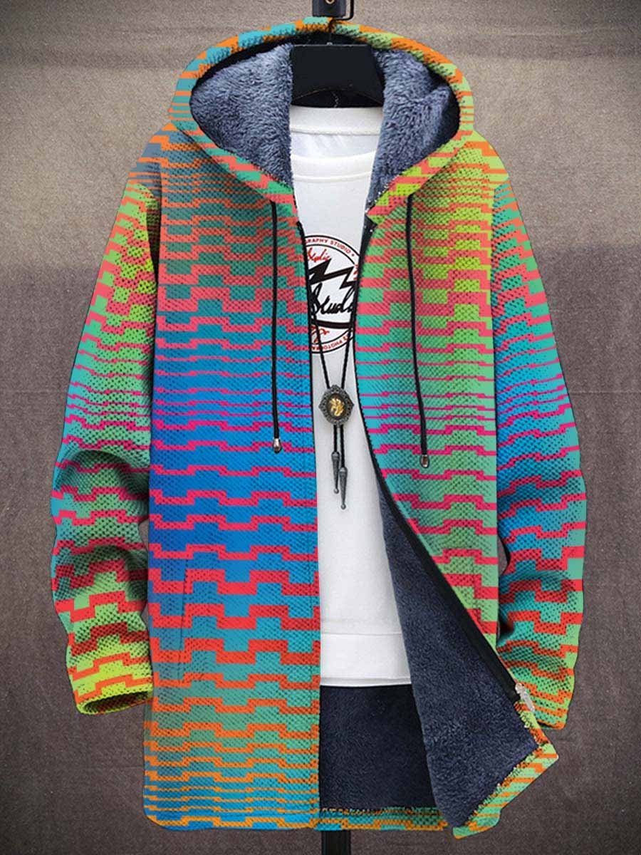 Men's Retro Pattern Thick Loose Long-Sleeved Coat