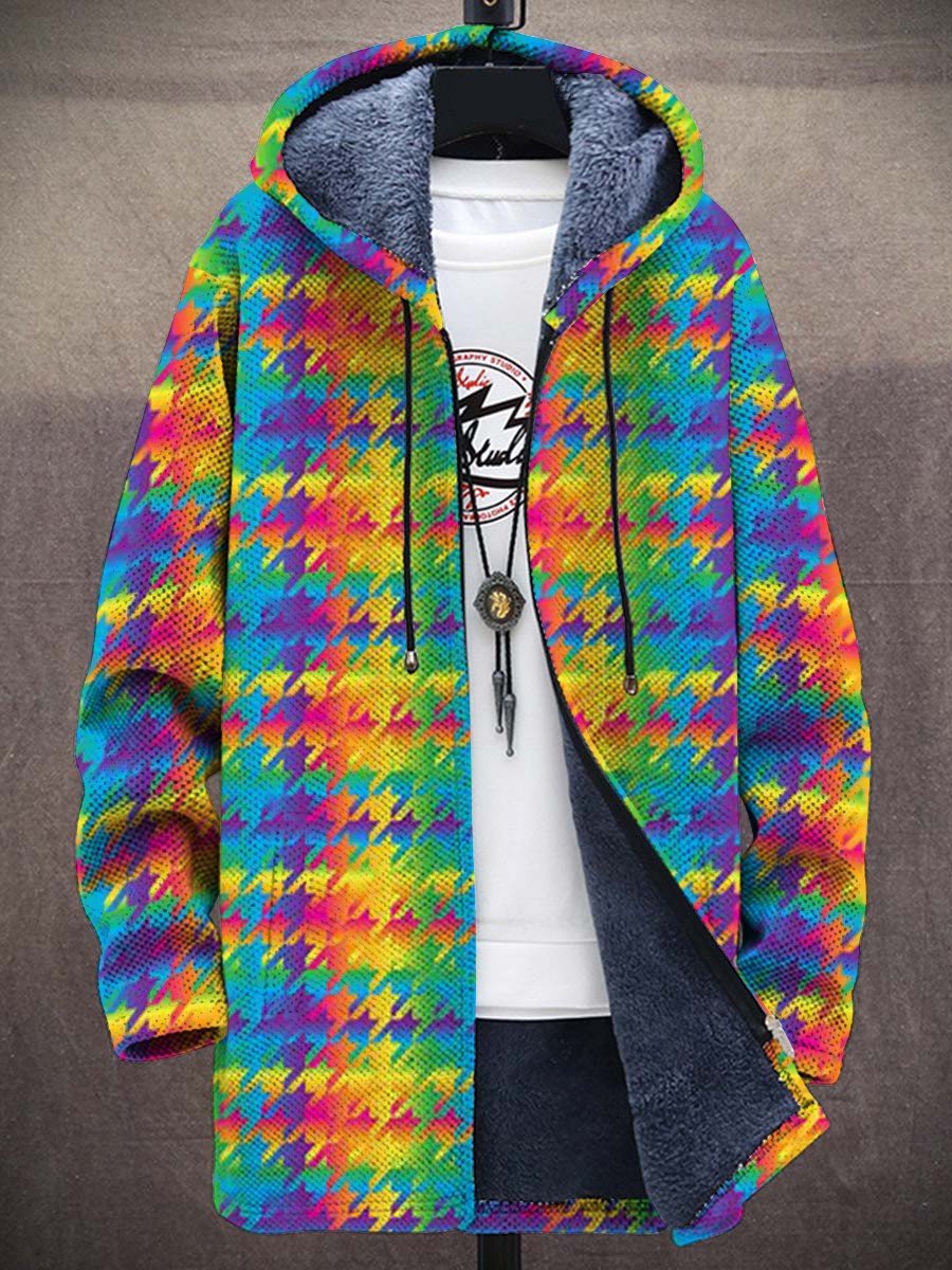 Men's Art Colorful Long-Sleeved Fleece Sweater Coat Cardigan