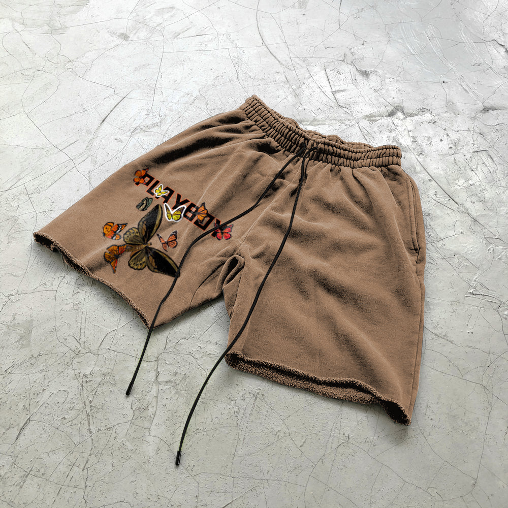 Street Trend Butterfly Art Print Track Shorts