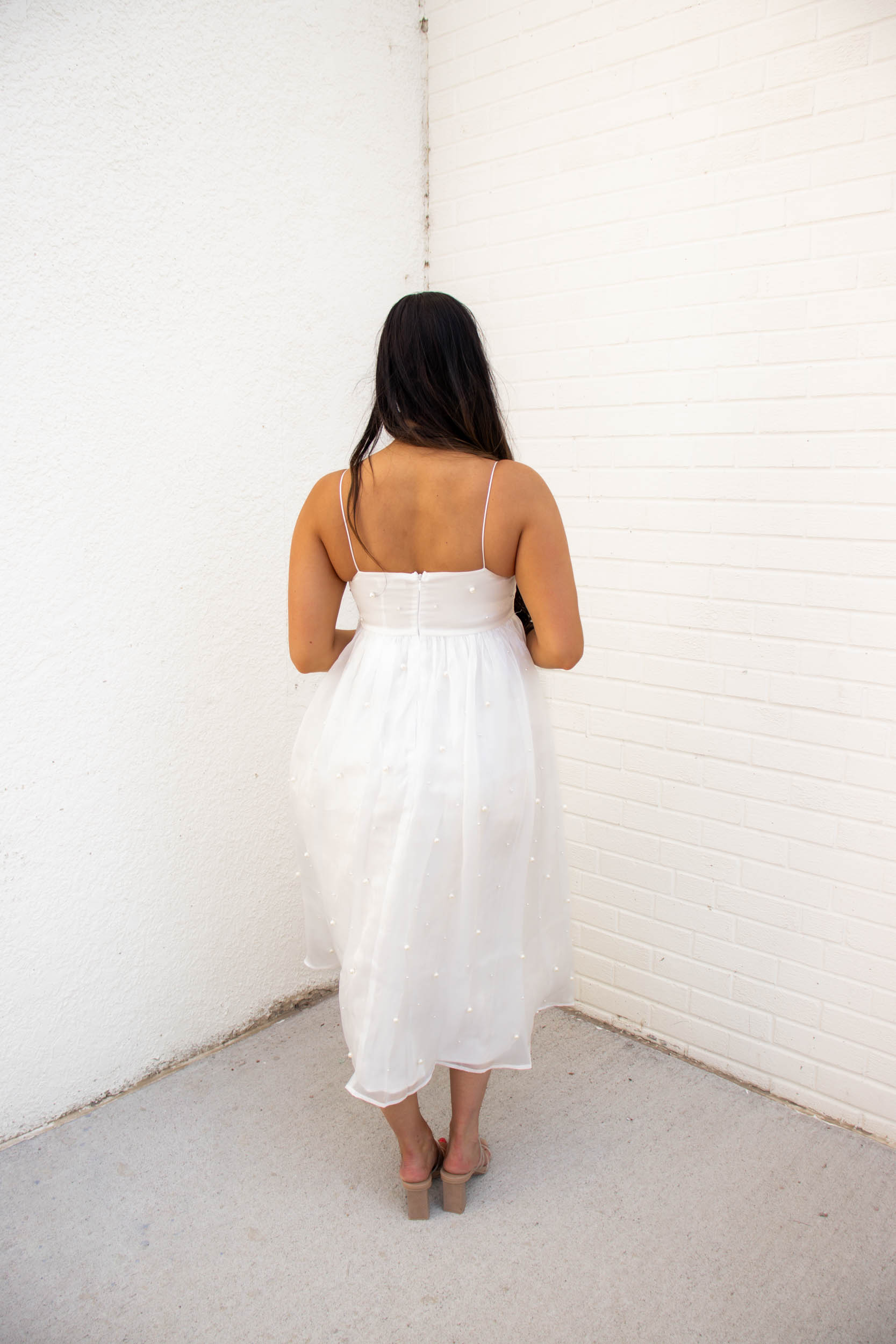 Ayla Pearl Midi Dress | White