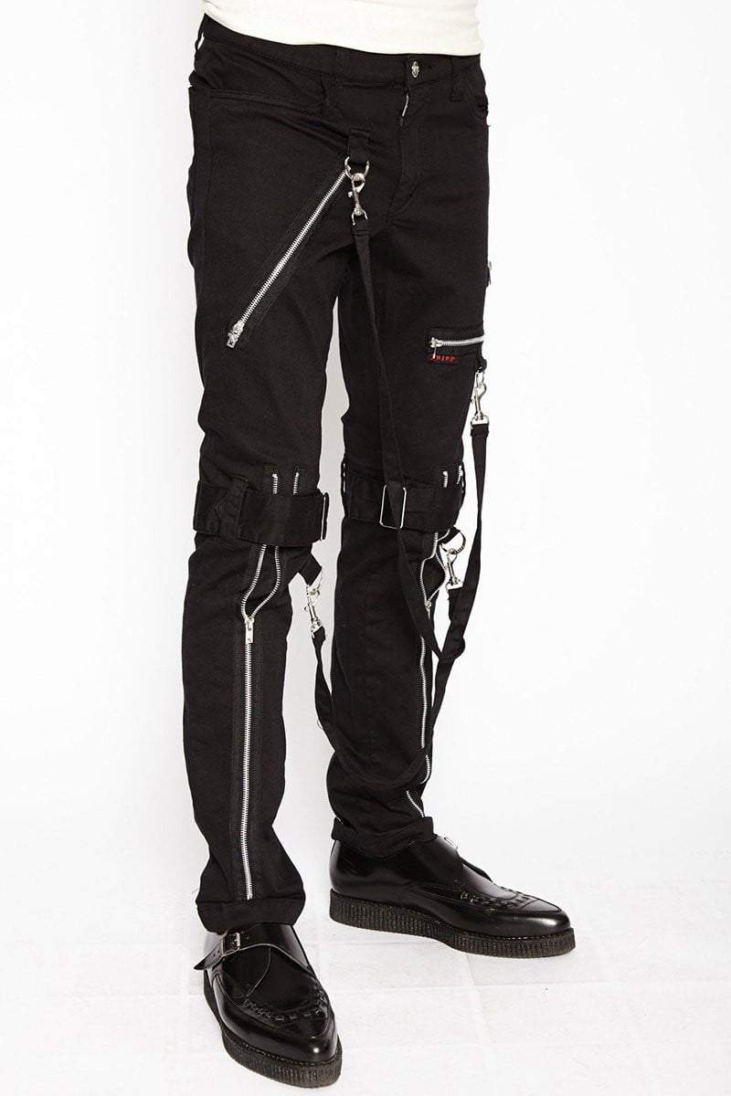 Strap Zipper Bondage Pants Black