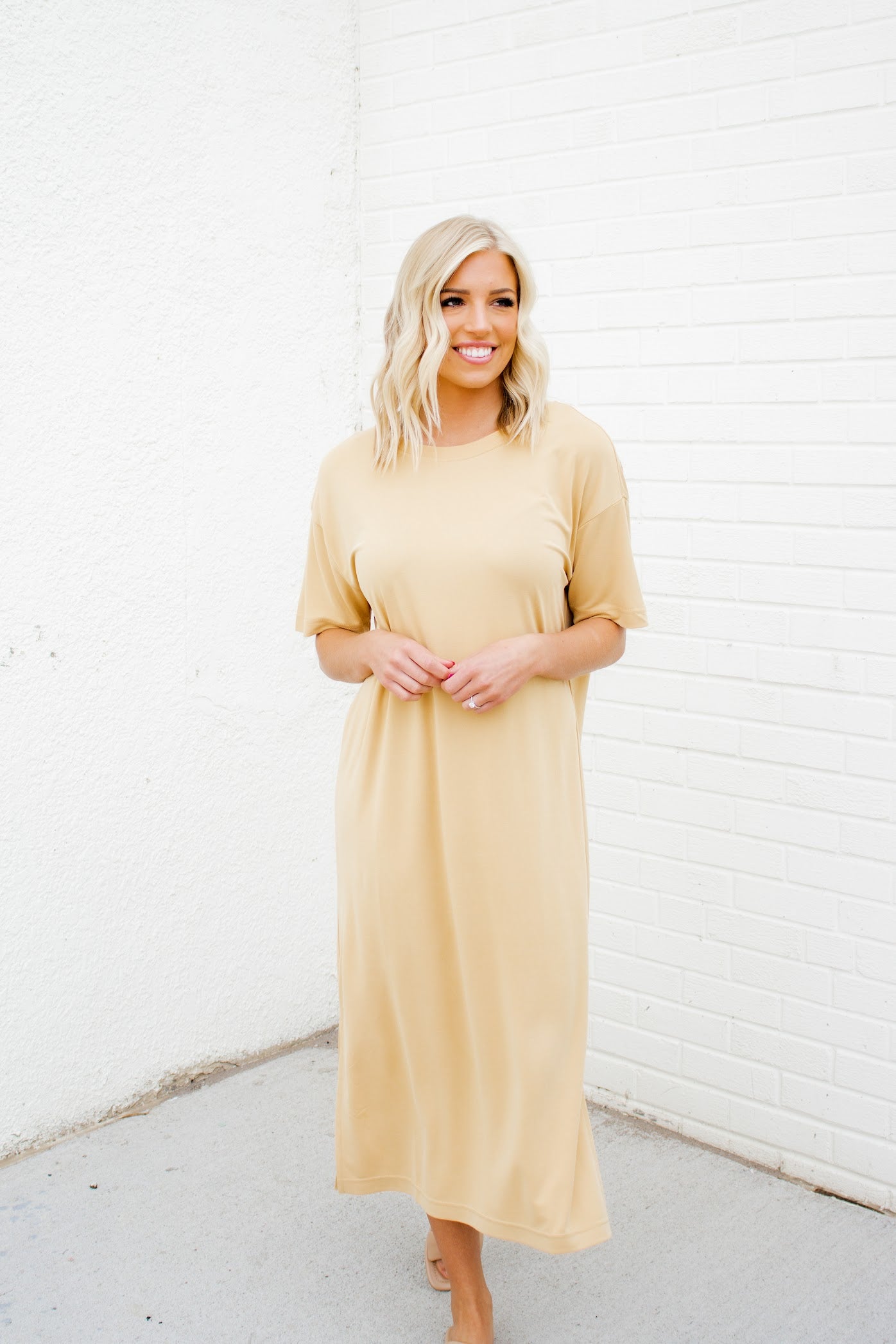 Mollie Side Slit Midi Dress | Tortilla Brown