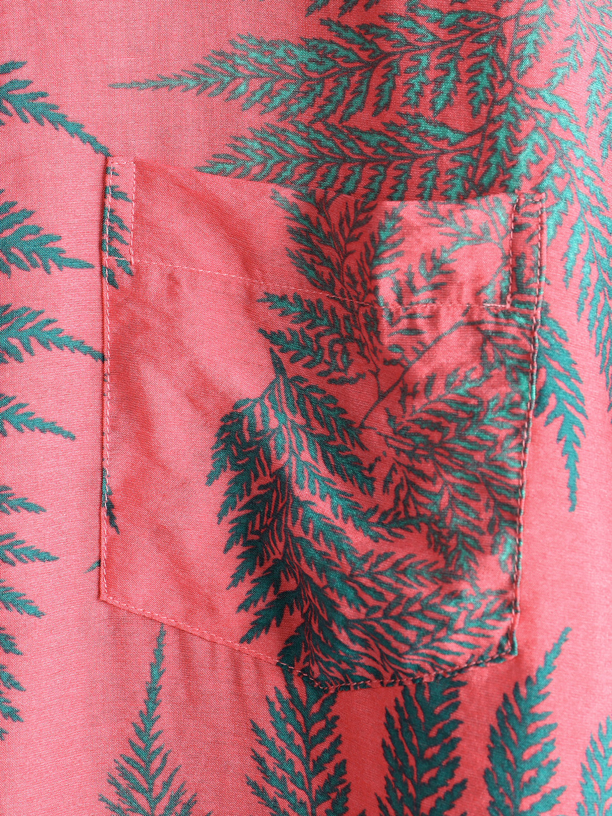 Men's Tropical Leaves Print Pocket Hawaiian Short Sleeve Shirt