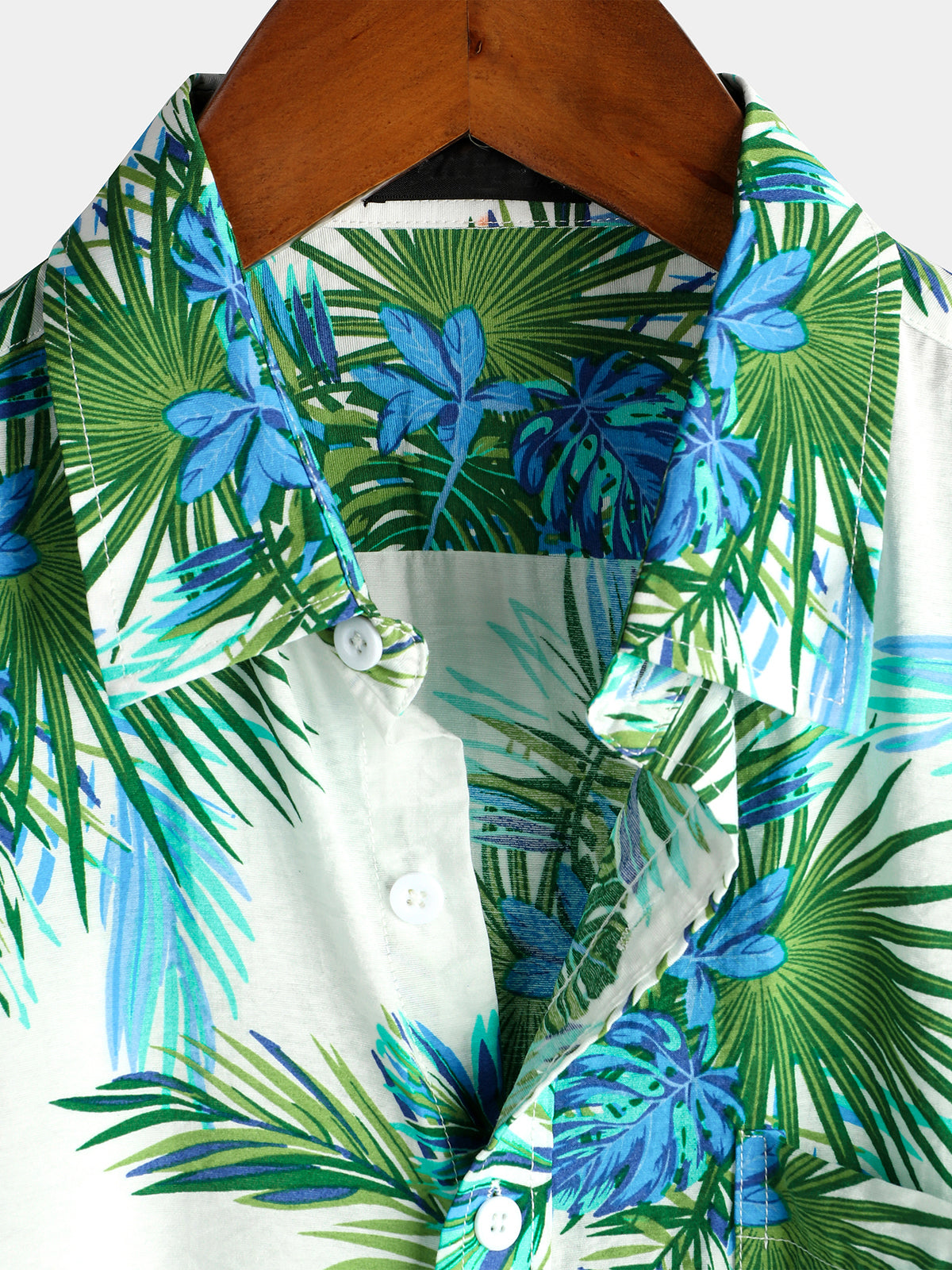 Men's Tropical Leaves Print Pocket Casual Shirt