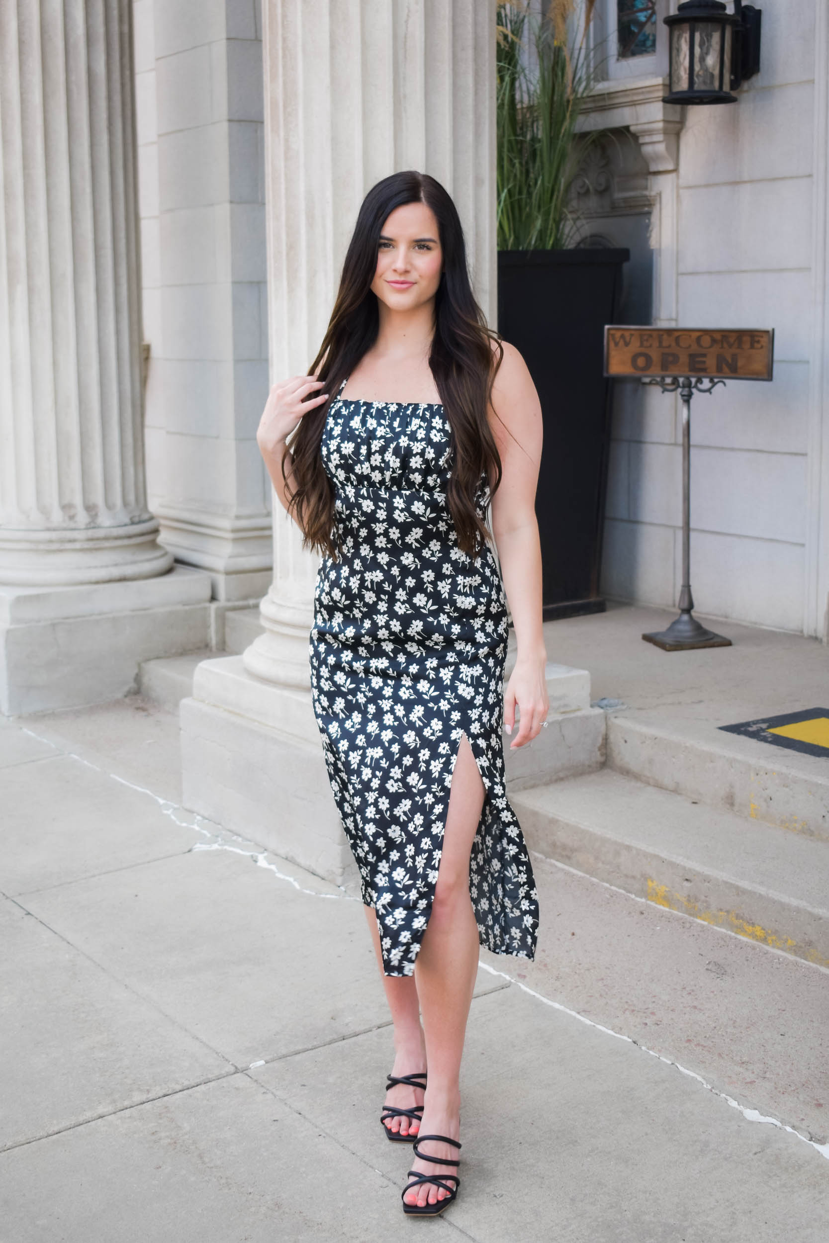 Raven Floral Print Maxi Dress | Black/Ivory
