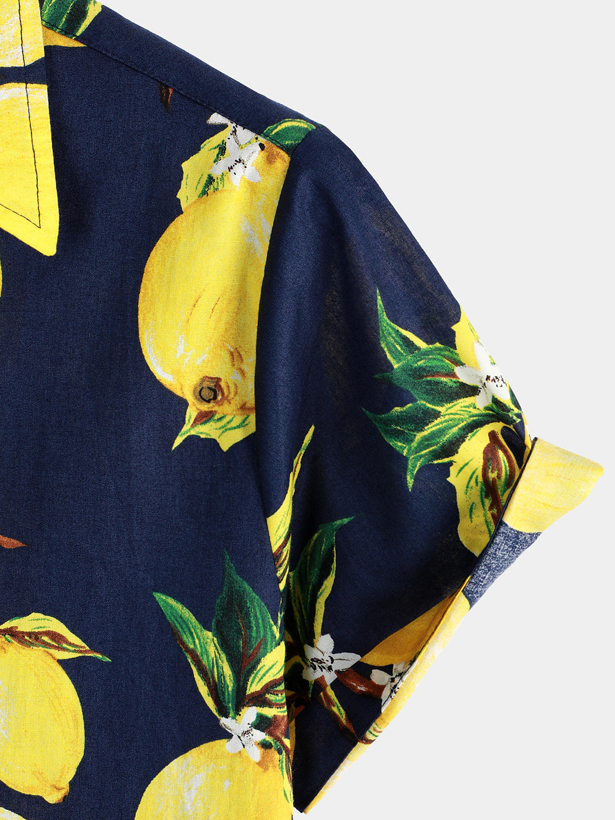 Men's Lemon Print Short Sleeve Button Up Beach Summer Hawaiian Shirt
